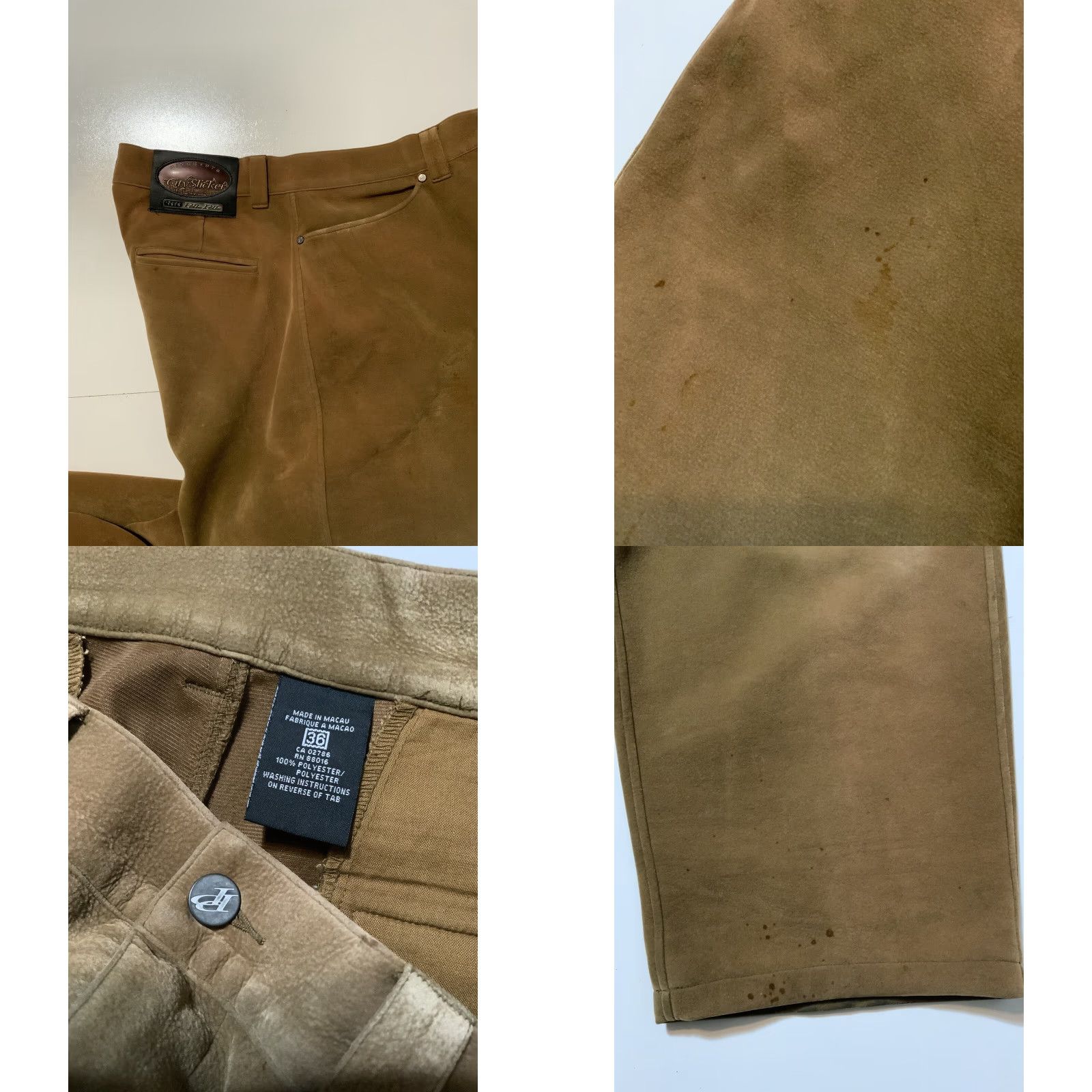 Pelle Pelle VINTAGE Pelle Pelle City Slicker Faux Suede Leather Pants Sz. 36 Men Pants 90s Y2K 2000s Brown Baggy Loose - Inseam 29 Size US 36 / EU 52 - 8 Thumbnail