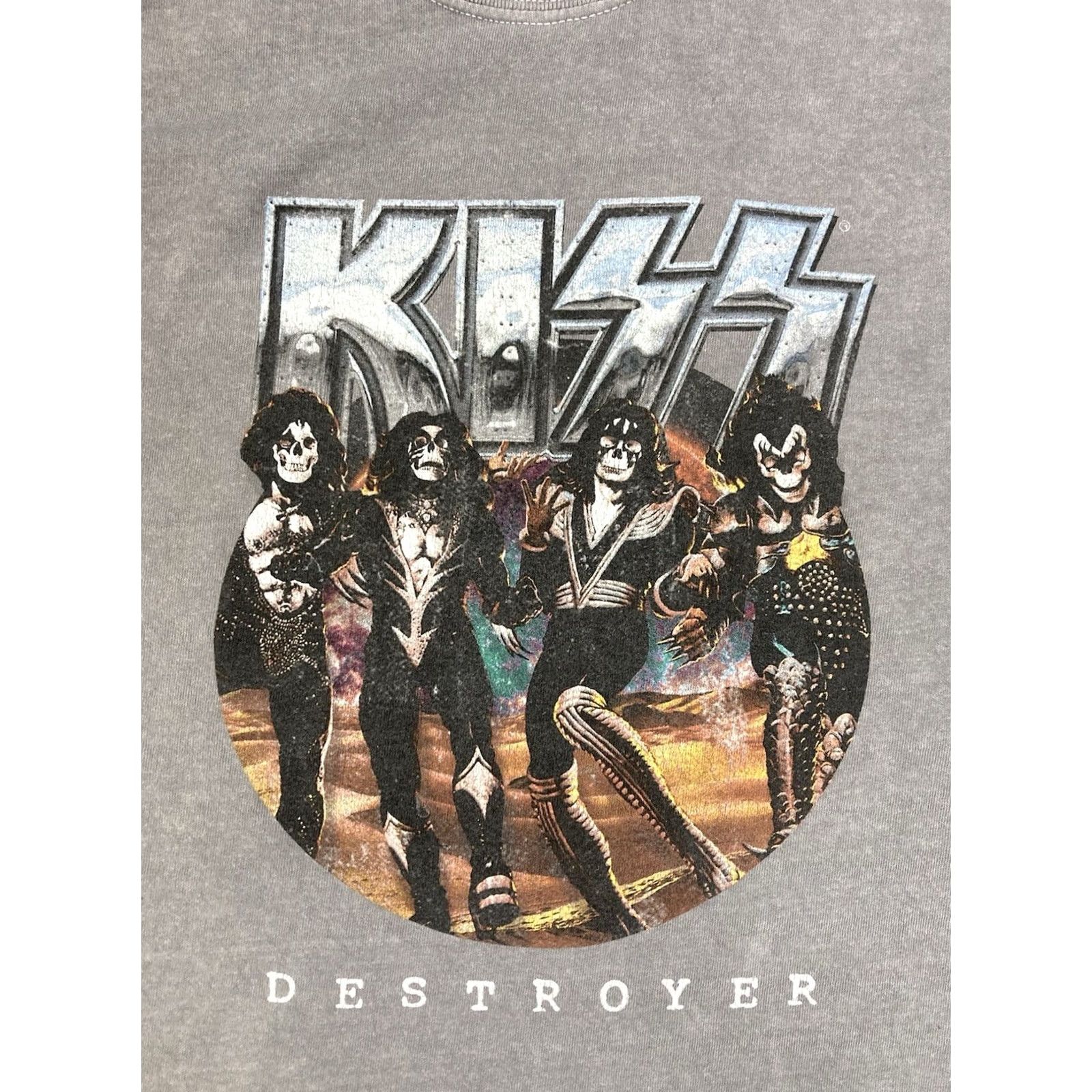 Vintage Kiss T-Shirt Women Medium Gray Short Sleeve Crew Neck Cotton Retro Music Casual Size M / US 6-8 / IT 42-44 - 2 Thumbnail