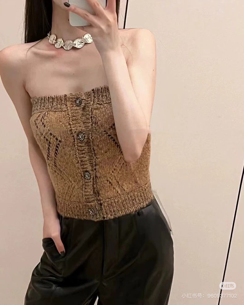 Chanel Chanel 22A brown knitted diamond buckle bra top Size XS / US 0-2 / IT 36-38 - 8 Thumbnail