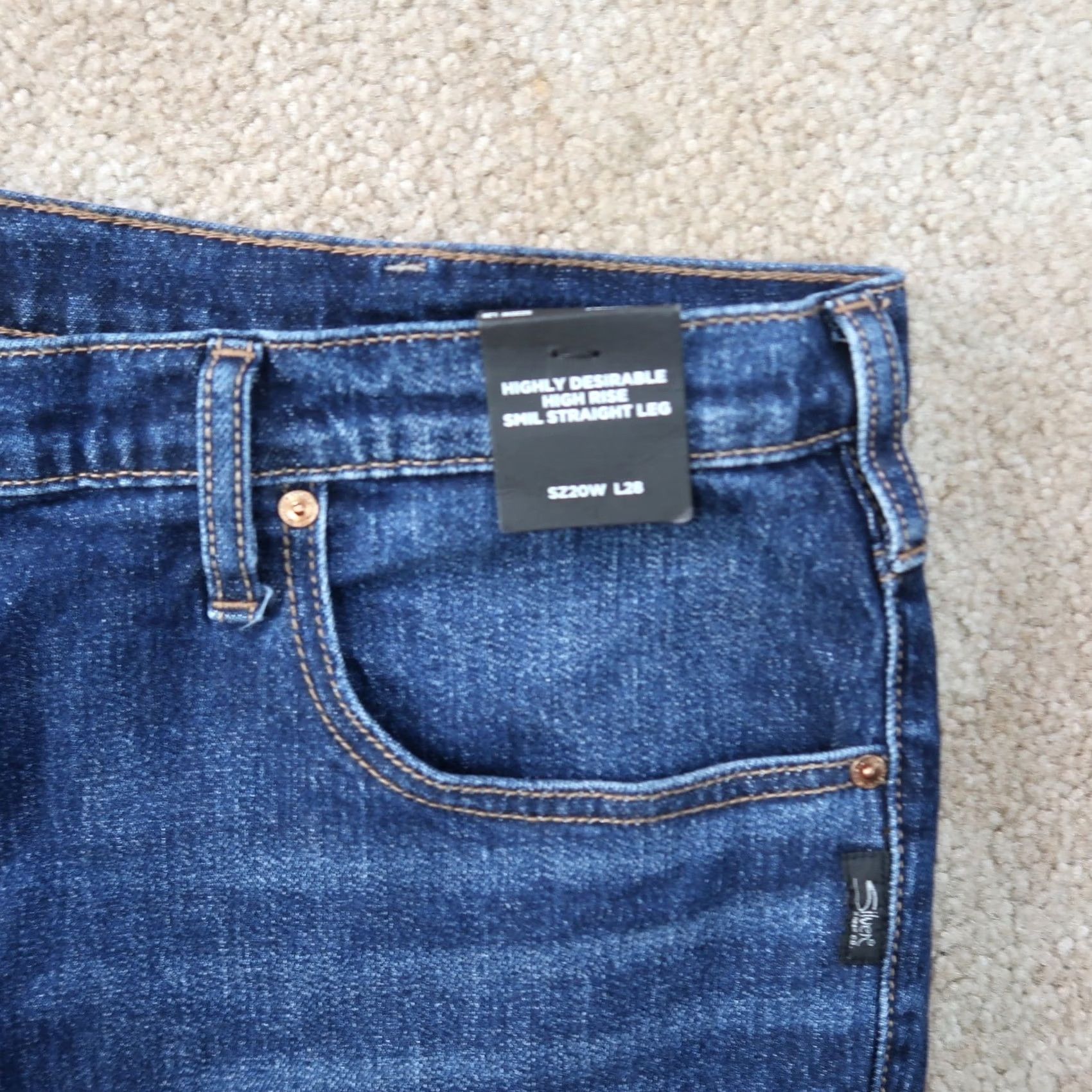 Silver Jeans Co. VINTAGE Silver Jeans Womens 20W x 28S High Rise Slim Straight Jeans Blue Denim pants Stretch 5-Pocket Womens Size 42" / US 20 - 3 Thumbnail