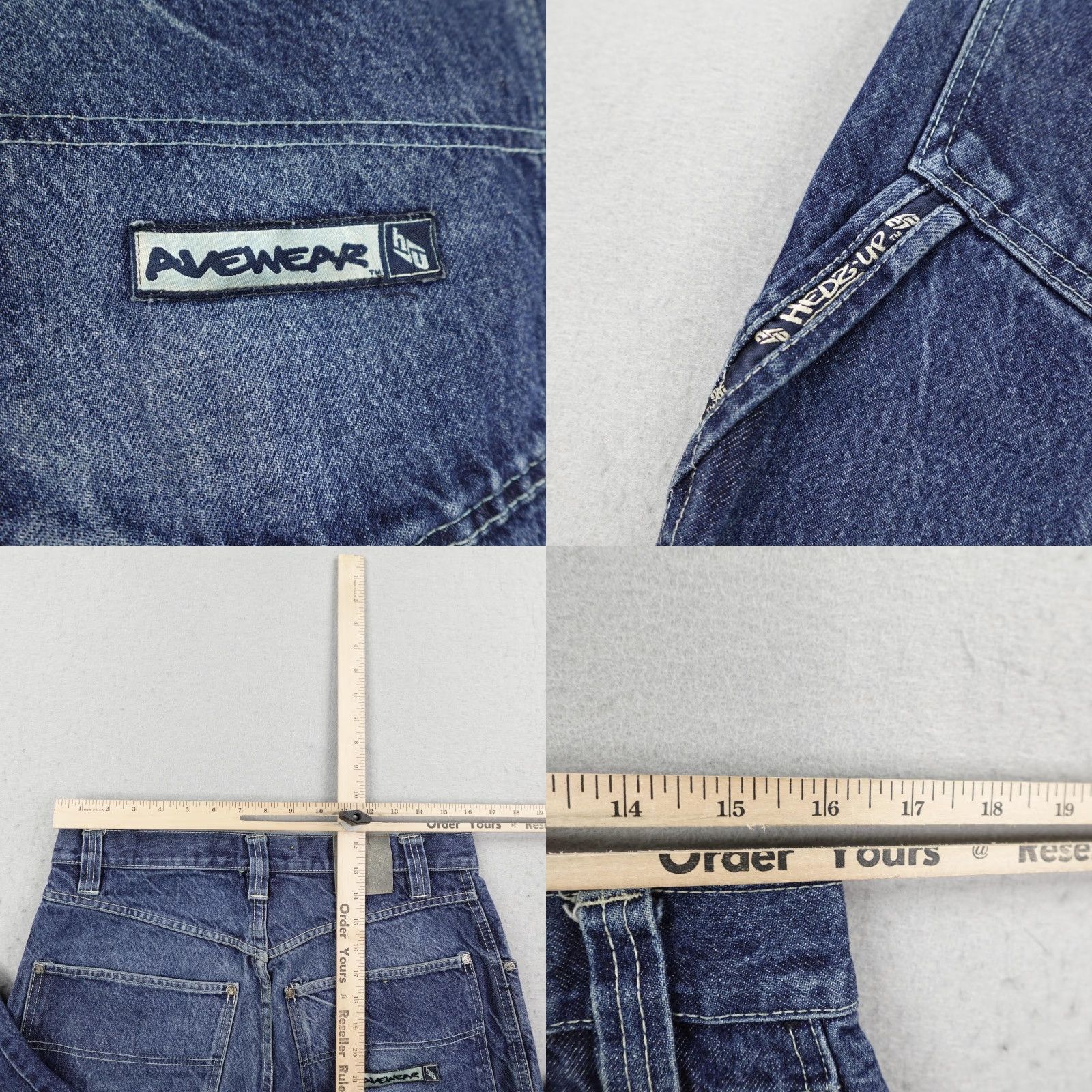 Denime VINTAGE Hedz Up Jeans Mens 34x33 Blue Denim Baggy Carpenter 90s Y2K Hip Hop Grunge Jeans Mens 34 Regular Blue Denim Baggy Relaxed Front Pockets Zip Size US 34 / EU 50 - 8 Thumbnail