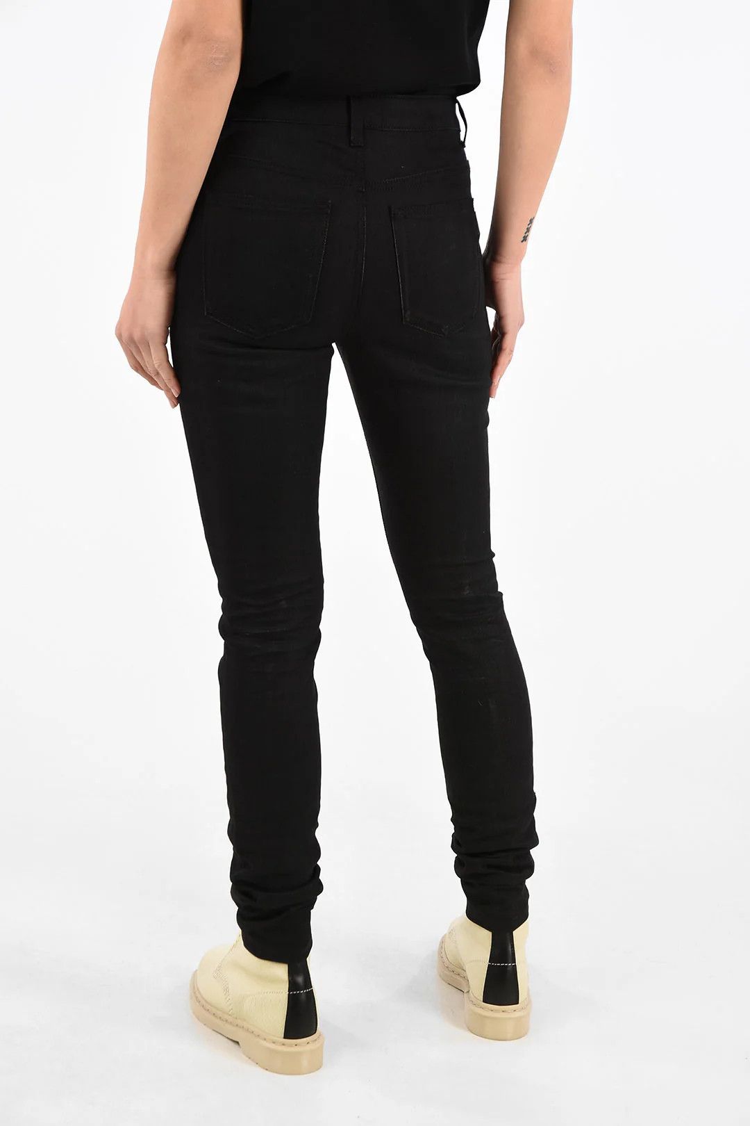 Saint Laurent Paris og1mm0326High-Waist Slim Fit Jeans in Black Size 25" / US 0 / IT 36 - 2 Thumbnail