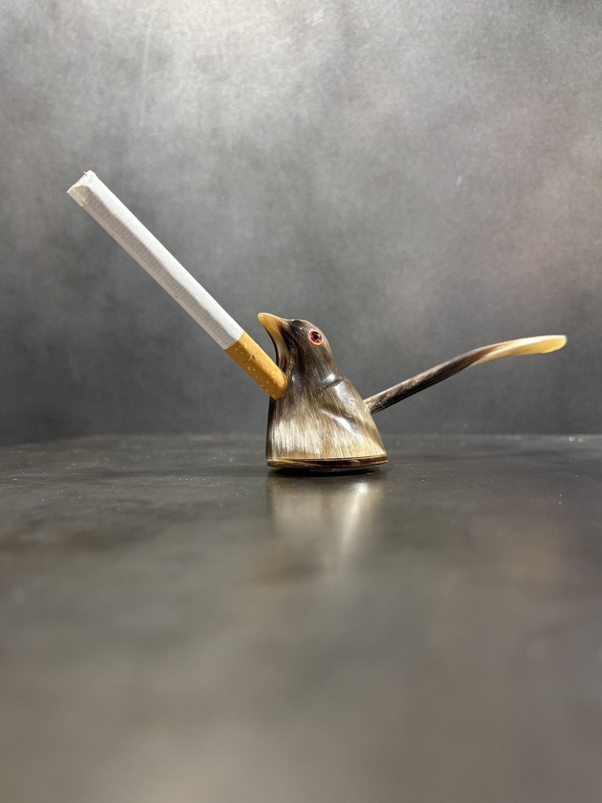 Vintage Cigaret Holder Hand Carved Horn Antler Pipe Smoking