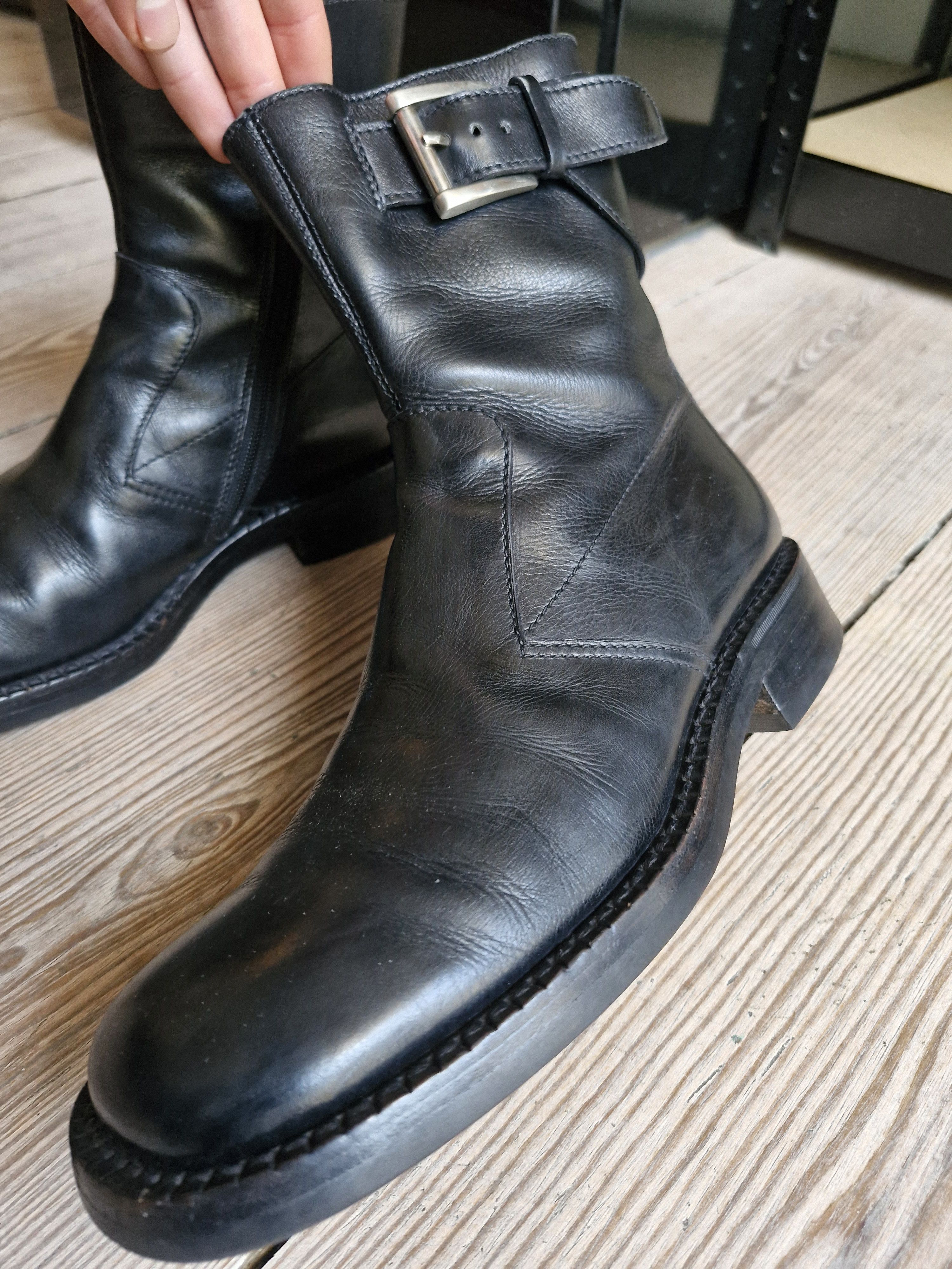 靴 Archive Prada square zip leather boots Vintage archive late 90s Prada square-toe side-zip boots