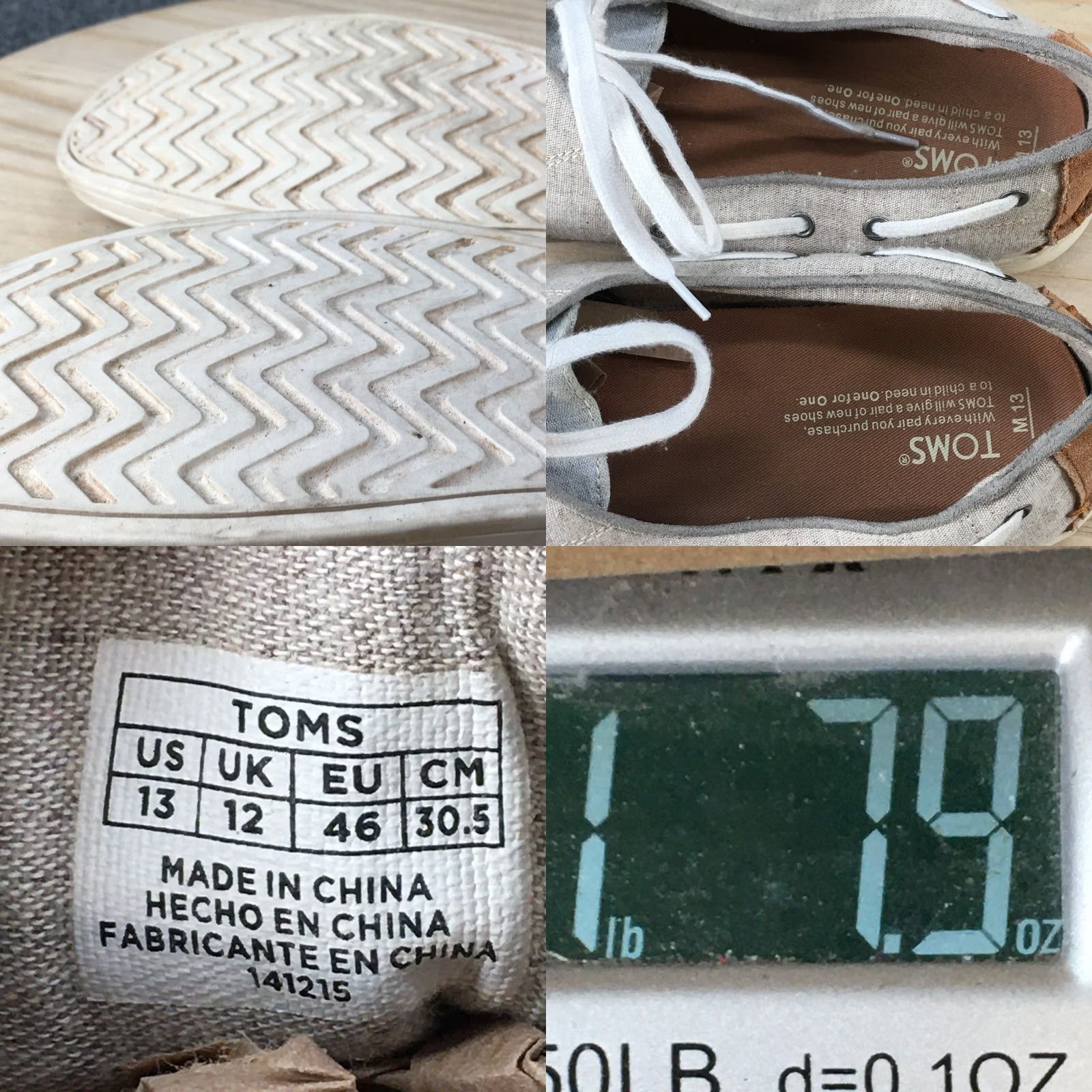 Toms TOMS Mens 13 Boat Gray Canvas Lace Up Casual Comfort Boat Shoe Flats 141215 Size US L / EU 52-54 / 3 - 9 Thumbnail