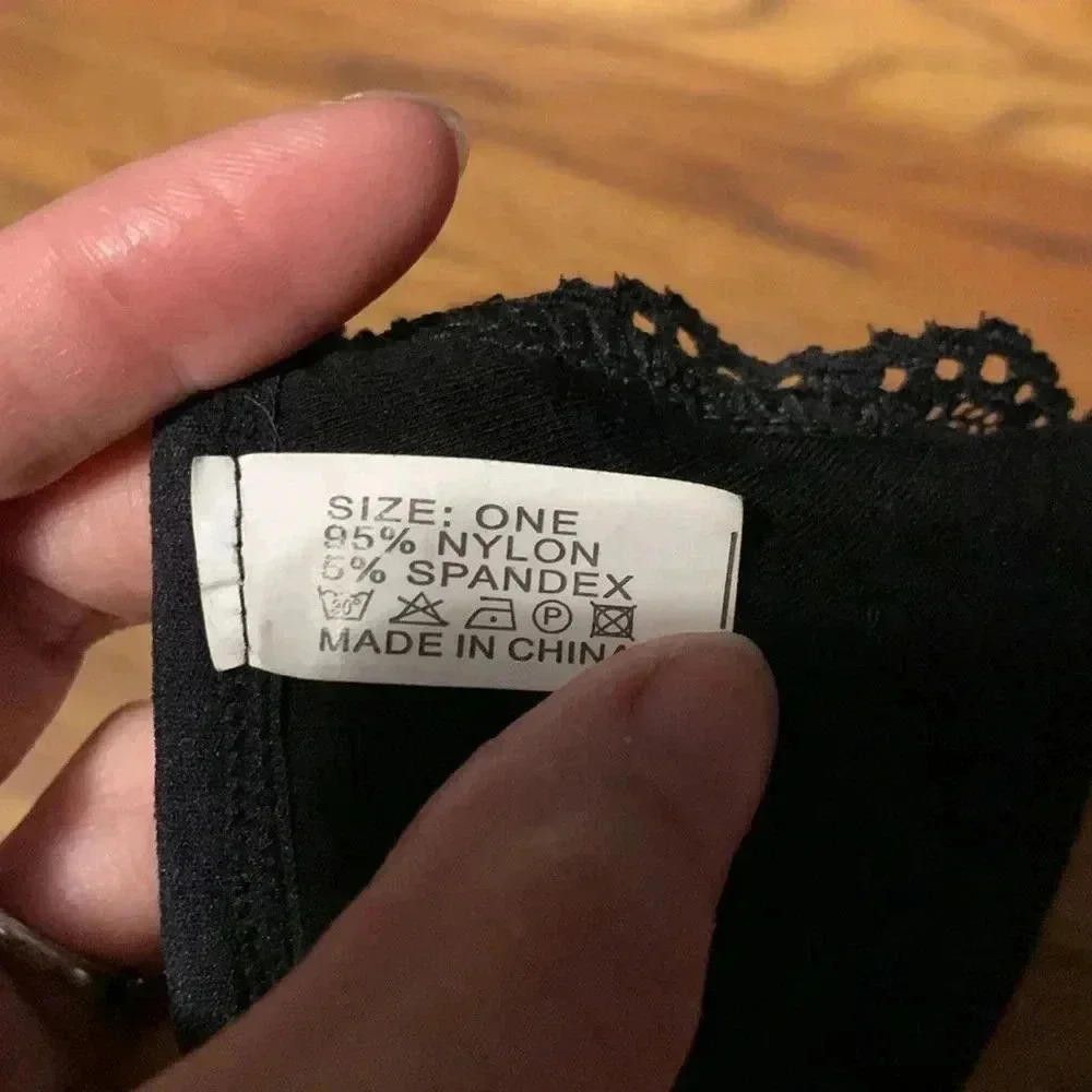 Designer Lace Trim Black Bralette - Size One Size ONE SIZE - 3 Thumbnail