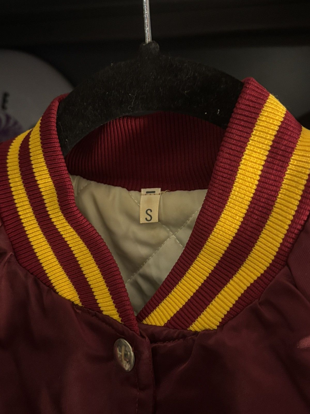 Vintage Vintage “Sandy” Varsity Jacket Burgandy/Gold Size S / US 4 / IT 40 - 3 Thumbnail