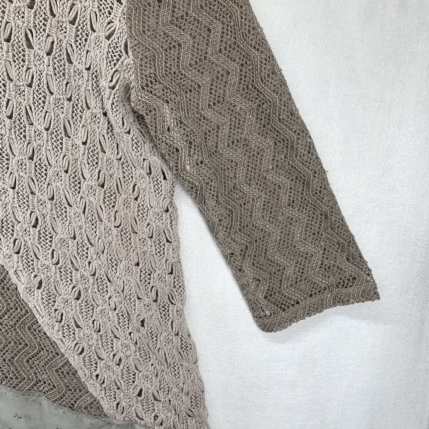 Vintage Chico's Tunic Women's Large Brown Crochet Knit Lace Trim Whimsy Linen Blend Shirt Adult Large Brown Geometric 3/4 Sleeve Casual Womens Size L / US 10 / IT 46 - 7 Thumbnail