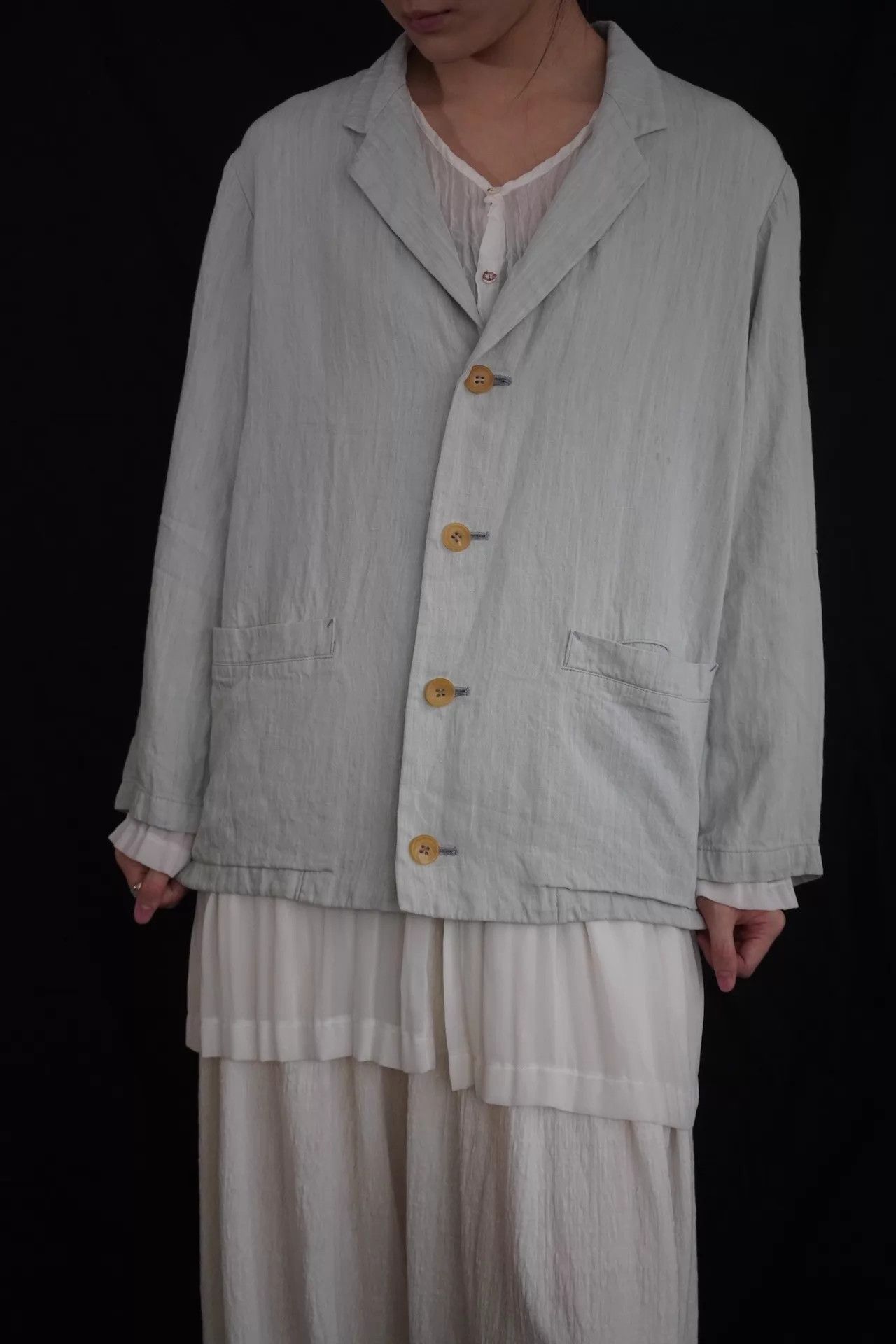Yohji Yamamoto Y'S by Yohji Yamamoto 1990 Spring Light Blue Linen Jacket M Size M / US 6-8 / IT 42-44 - 4 Thumbnail