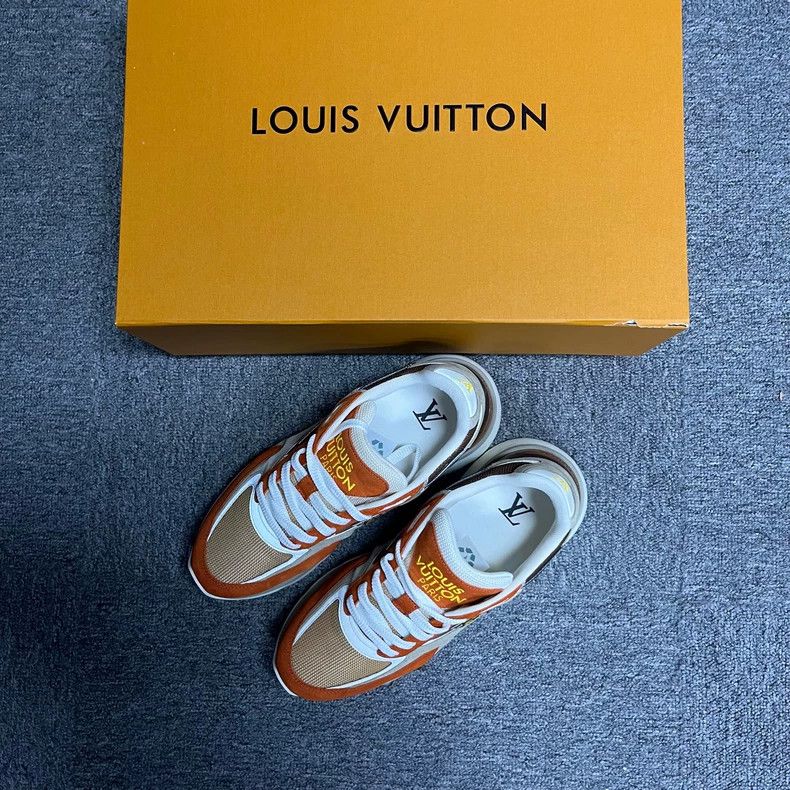 Louis Vuitton Louis Vuitton Orange Leather Sporty, Comfortable, Low-Top Size US 5.5 / EU 38 - 1 Thumbnail