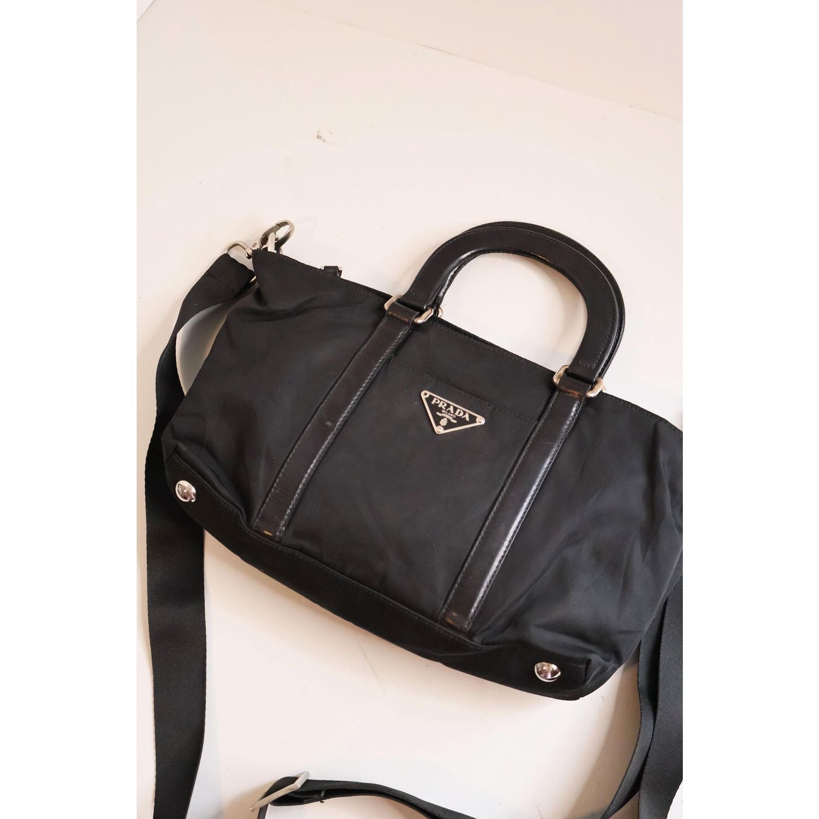 Prada PRADA Y2K Black Nylon + Leather Tessuto Top Handle Bag Size ONE SIZE - 4 Thumbnail