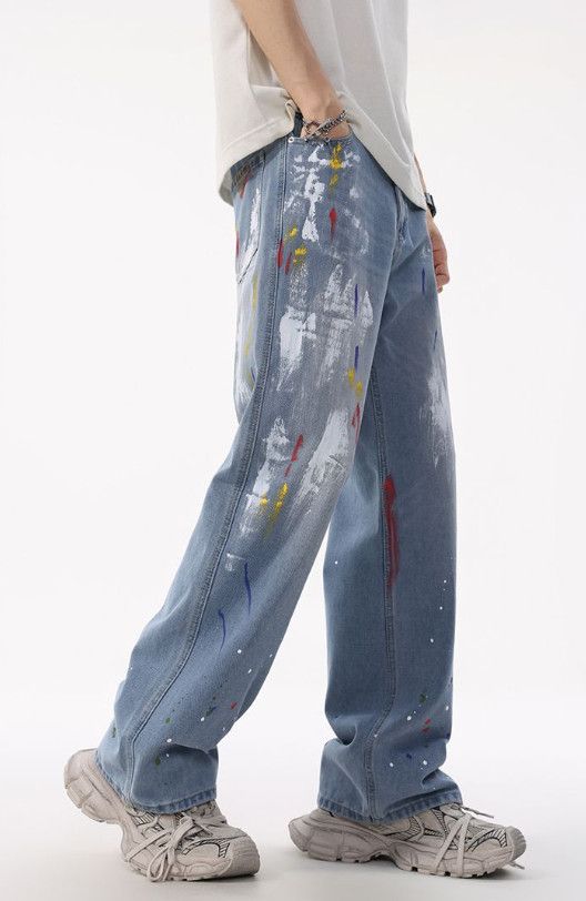 Japanese Brand American high street splatter paint baggy wide-leg jeans Size US 32 / EU 48 - 2 Thumbnail