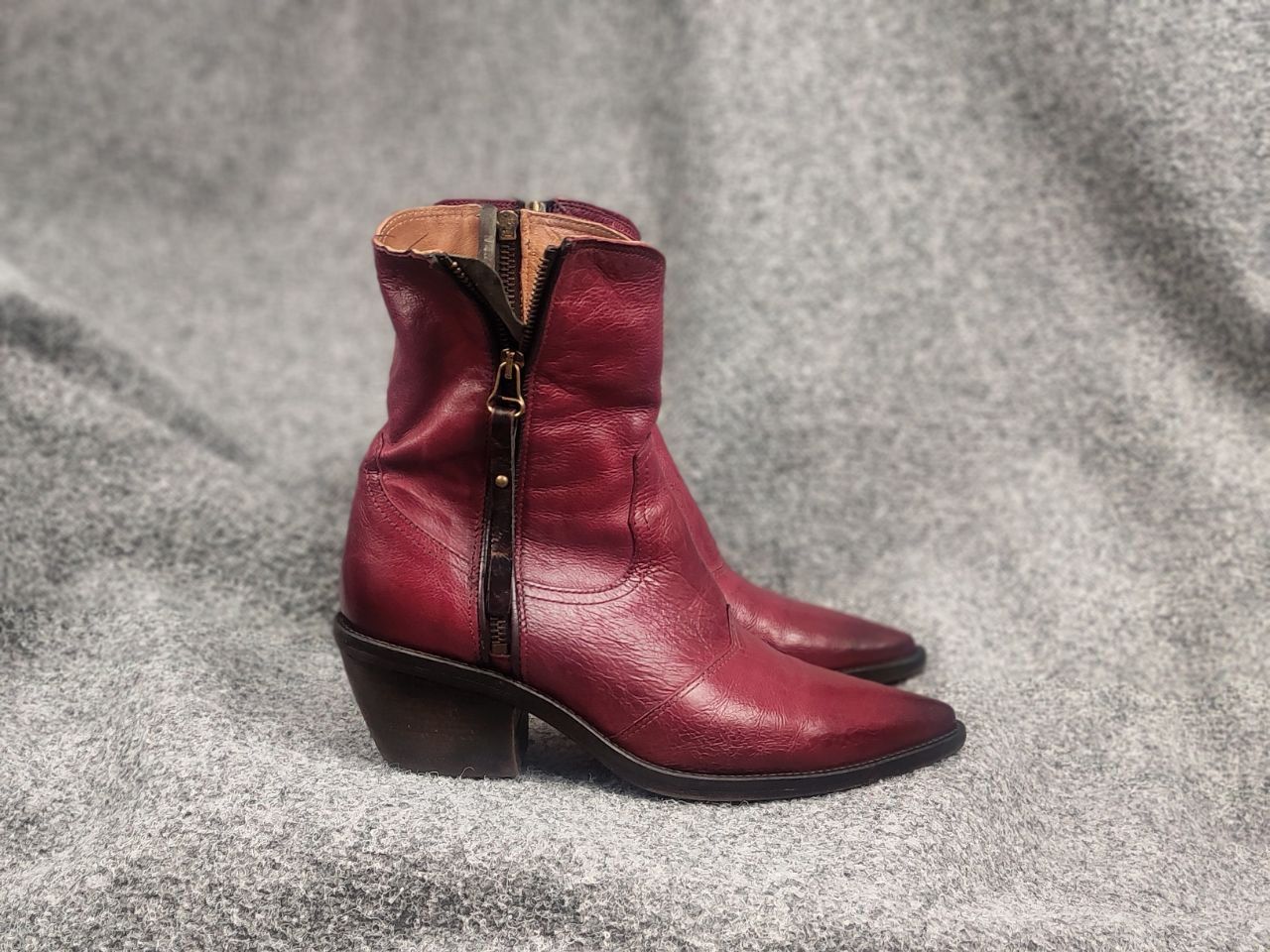 A.S.98 A.S.98 Design Charlie Red Leather Zip Ankle Western Boots Size US 9 / IT 39 - 4 Thumbnail