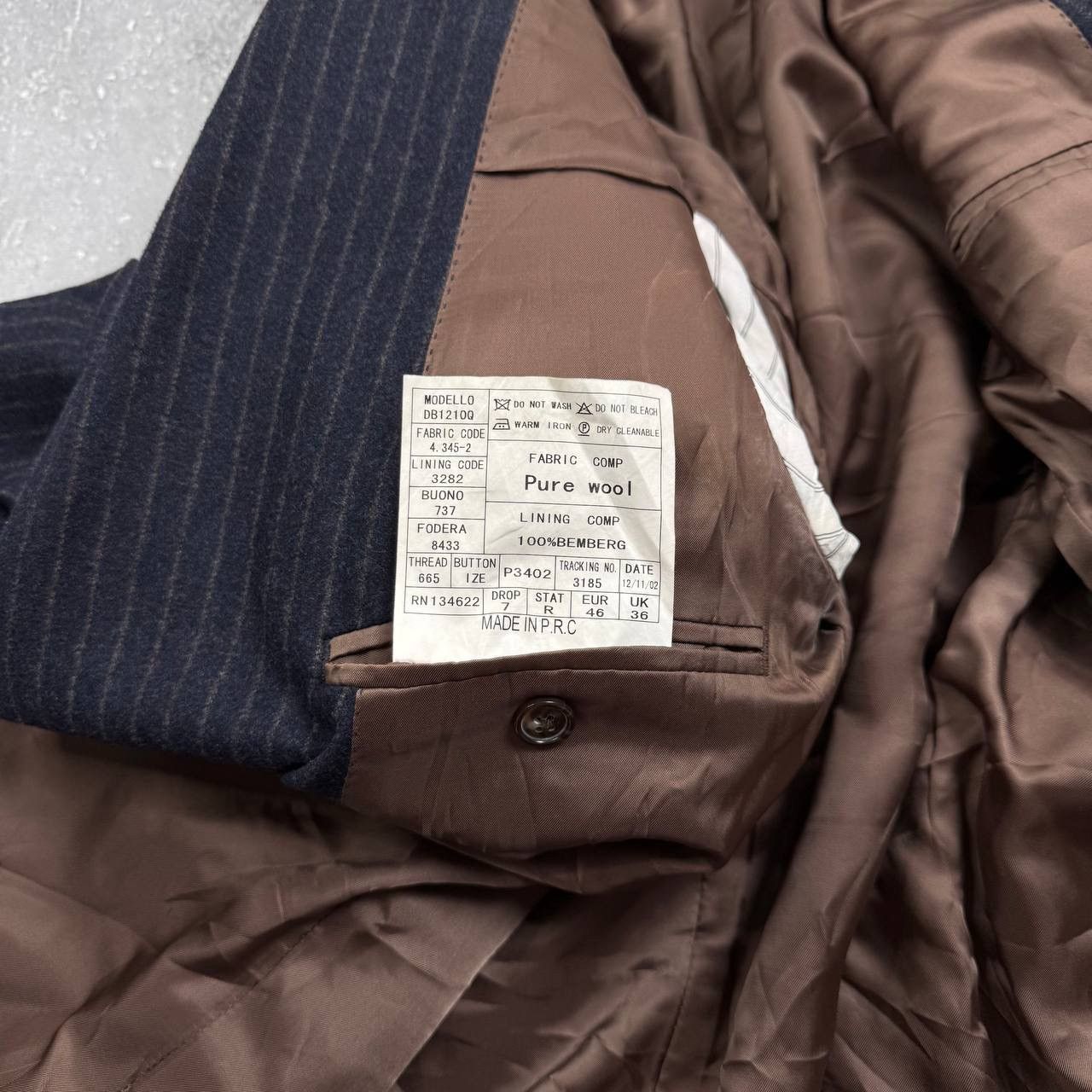 Suitsupply Suitsupply Double-Breasted Striped Wool Blazer Blue/ Brown Size 36R - 18 Thumbnail