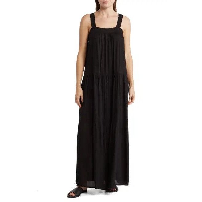 ELAN Elan Black Tiered Maxi Dress Cover-Up | Grailed