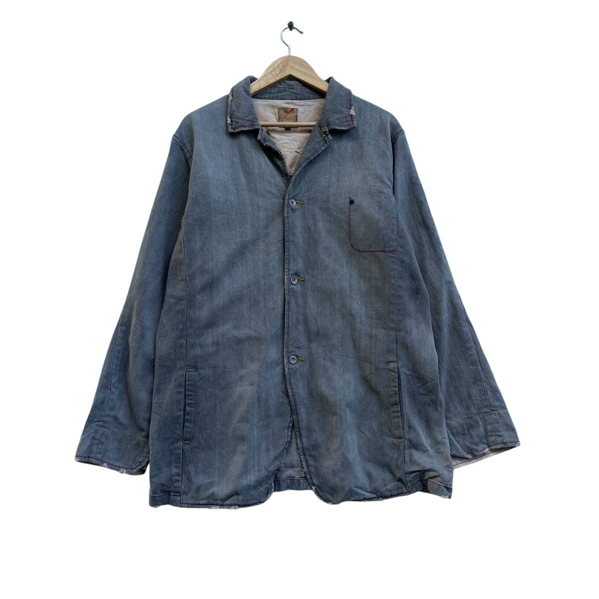 45rpm × Blue Blue Japan Japanese Brand Distressed Workwear Jacket Size US M / EU 48-50 / 2 - 1 Thumbnail