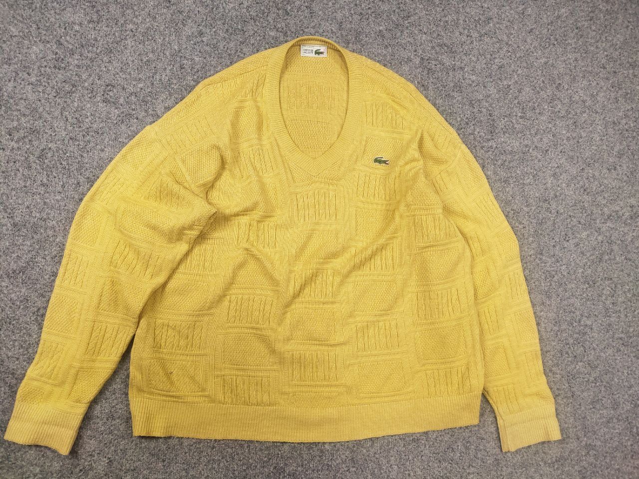 Lacoste Vintage 80's Lacoste France textured knit sweater V neck Size US XL / EU 56 / 4 - 7 Thumbnail