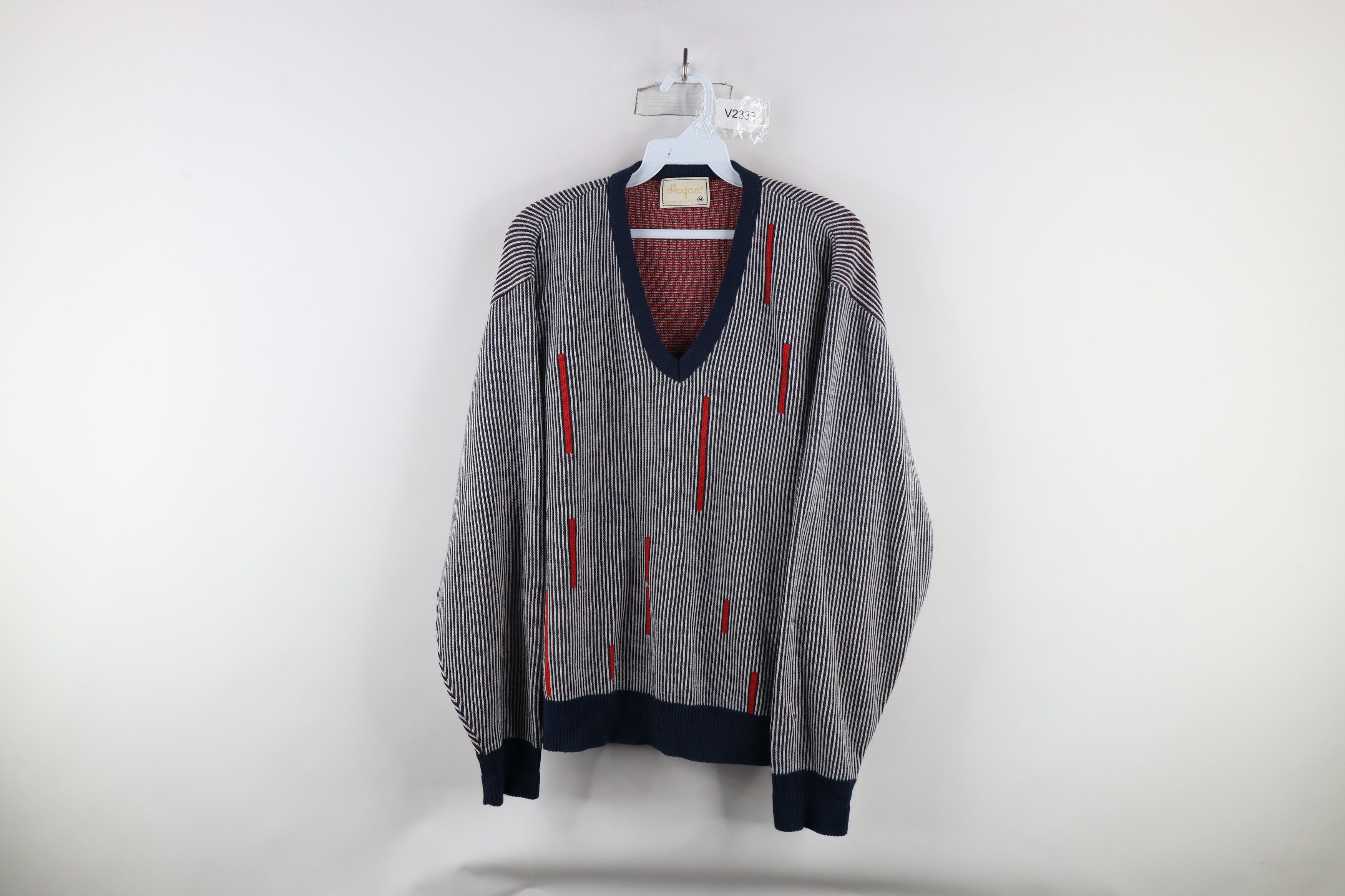 Vintage Vintage 70s Streetwear Ribbed Knit V-Neck Sweater USA Size US M / EU 48-50 / 2 - 1 Thumbnail
