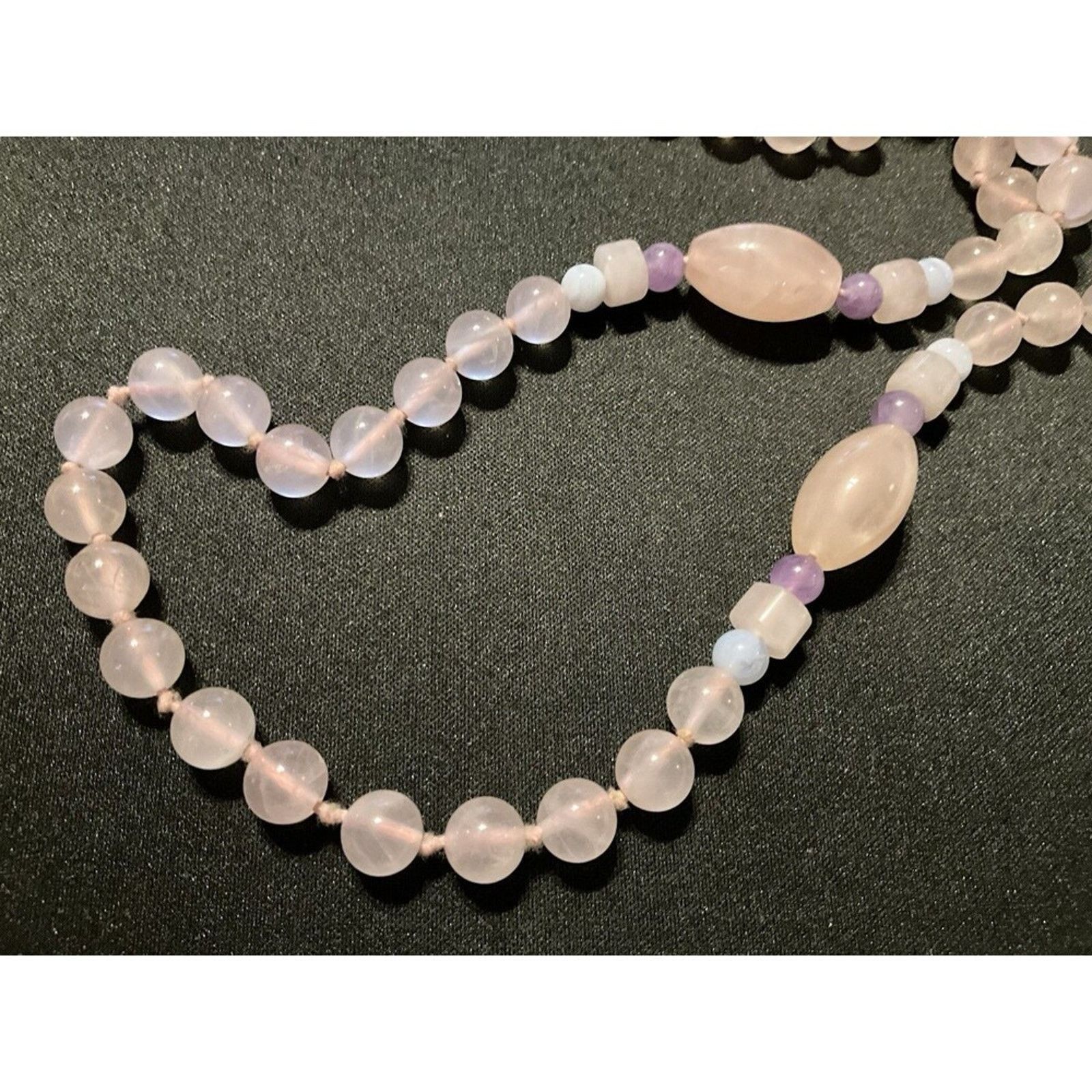Other Rosequartz Amethyst 32in No Clasp Hand Knotted 32in Necklace Size ONE SIZE - 6 Thumbnail