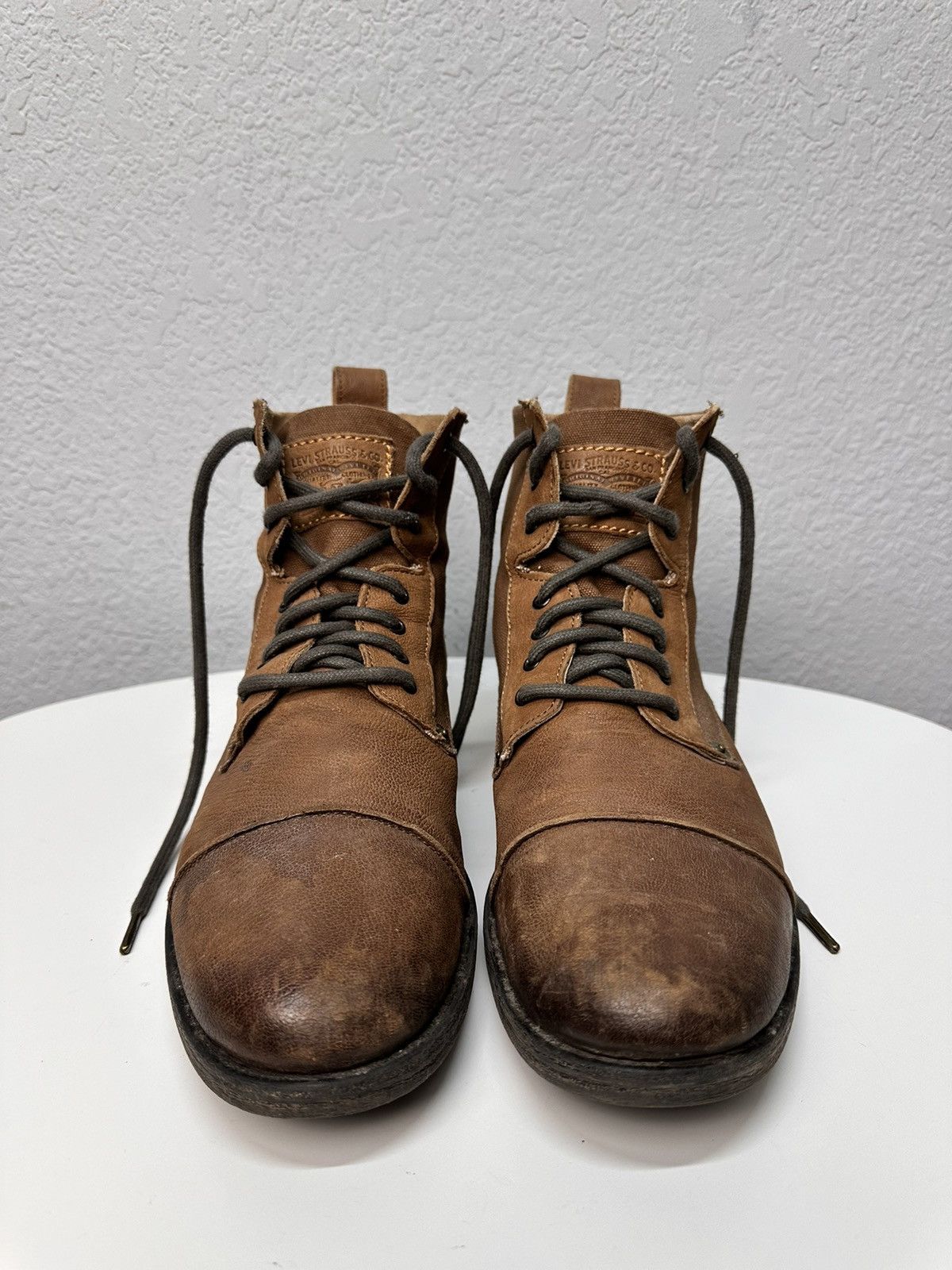 14th Addiction Combat Levi’s brown leather boots vintage Guidi Handmade GOA Size US 11 / EU 44 - 2 Thumbnail