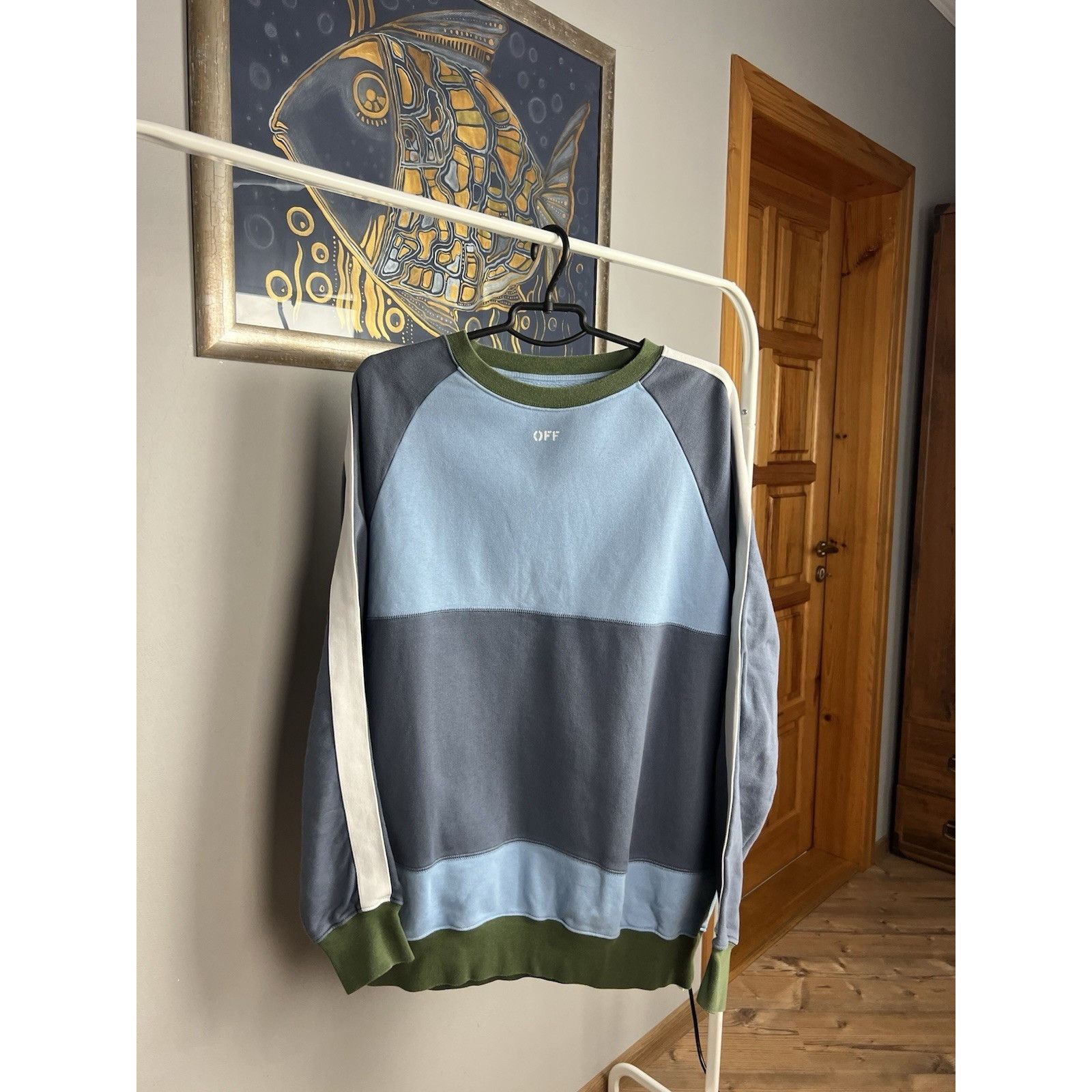 Off-White Off-White Men's Blue Oversized Crewneck Sweater Size M Size US M / EU 48-50 / 2 - 11 Thumbnail
