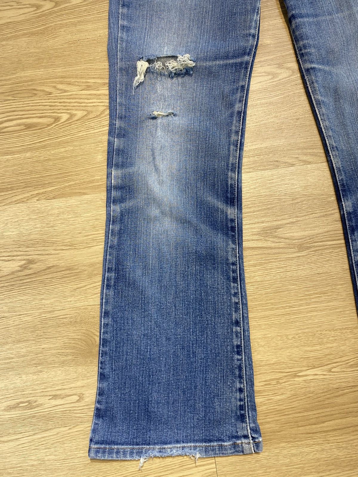 If Six Was Nine Japanese Brand Blue Wash Style Flare Distress Jeans Size US 29 - 5 Thumbnail