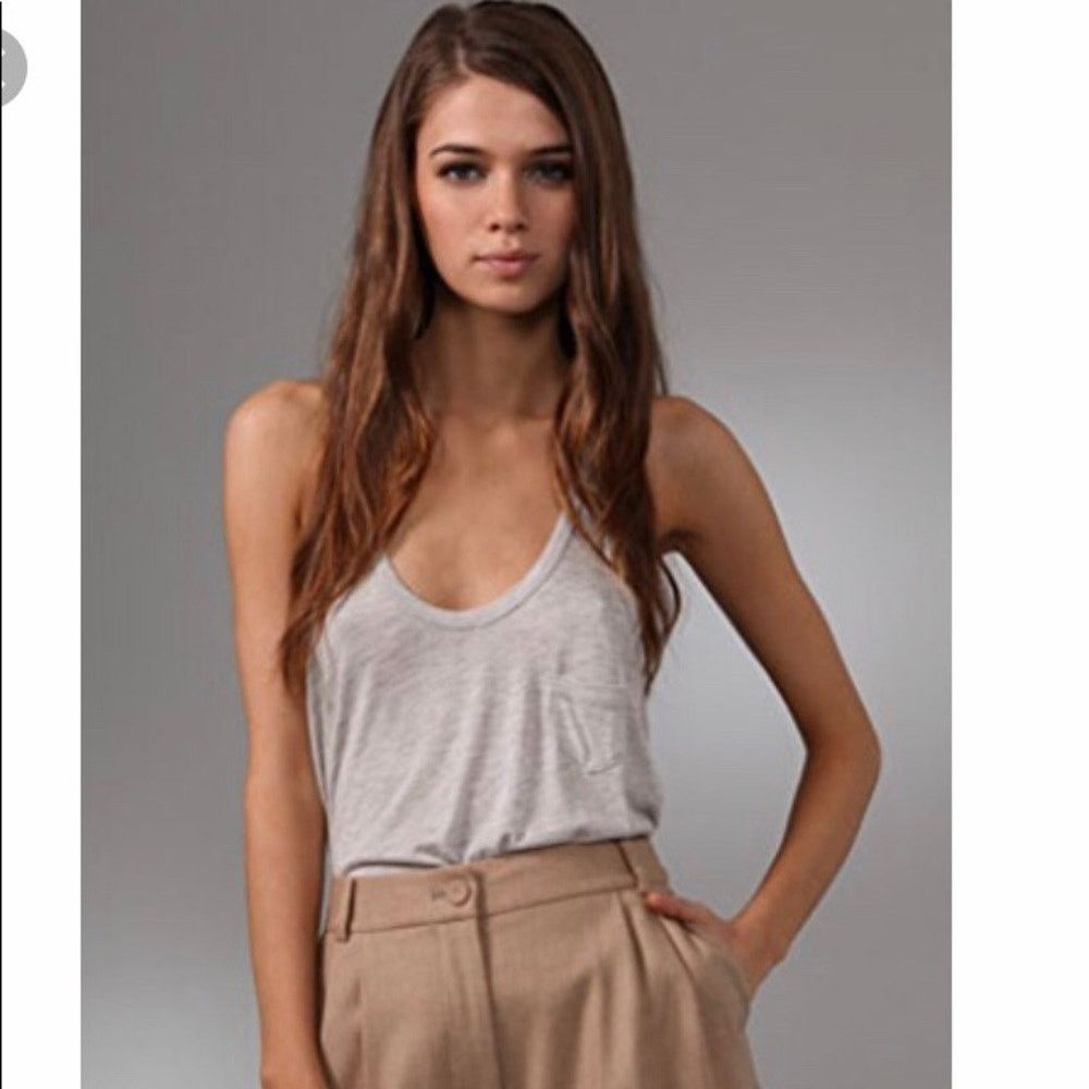 Club Monaco Gray Sleeveless Racerback Pocket Tank Top Xs, Women's