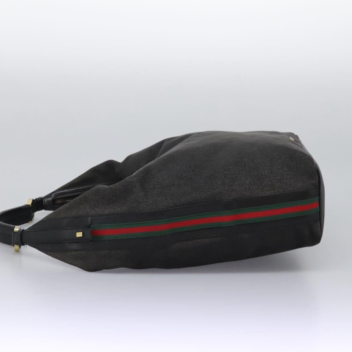 Gucci GUCCI Web Sherry Line Shoulder Bag Denim Black Red Green Size ONE SIZE - 4 Thumbnail