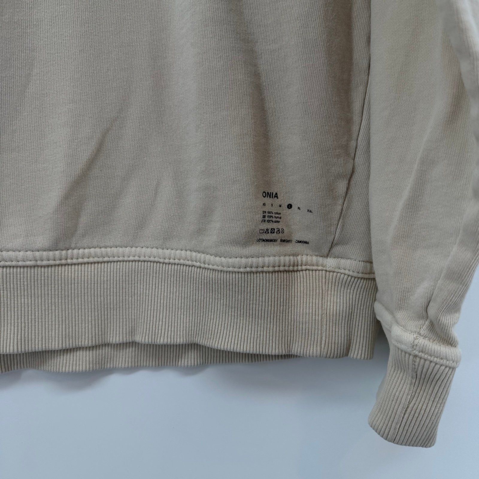 Onia Onia Men's Size Large Beige 100% Cotton Pullover Sweatshirt Size US L / EU 52-54 / 3 - 3 Thumbnail