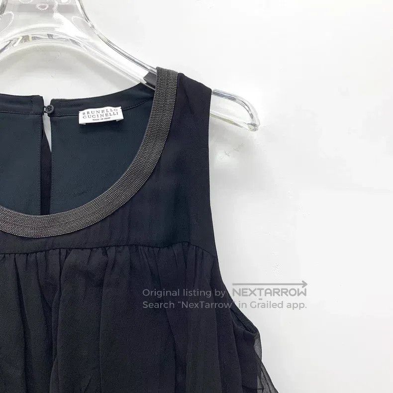 Brunello Cucinelli Brunello Cucinelli Black sequined silk round-neck sleevele Size M / US 6-8 / IT 42-44 - 3 Thumbnail