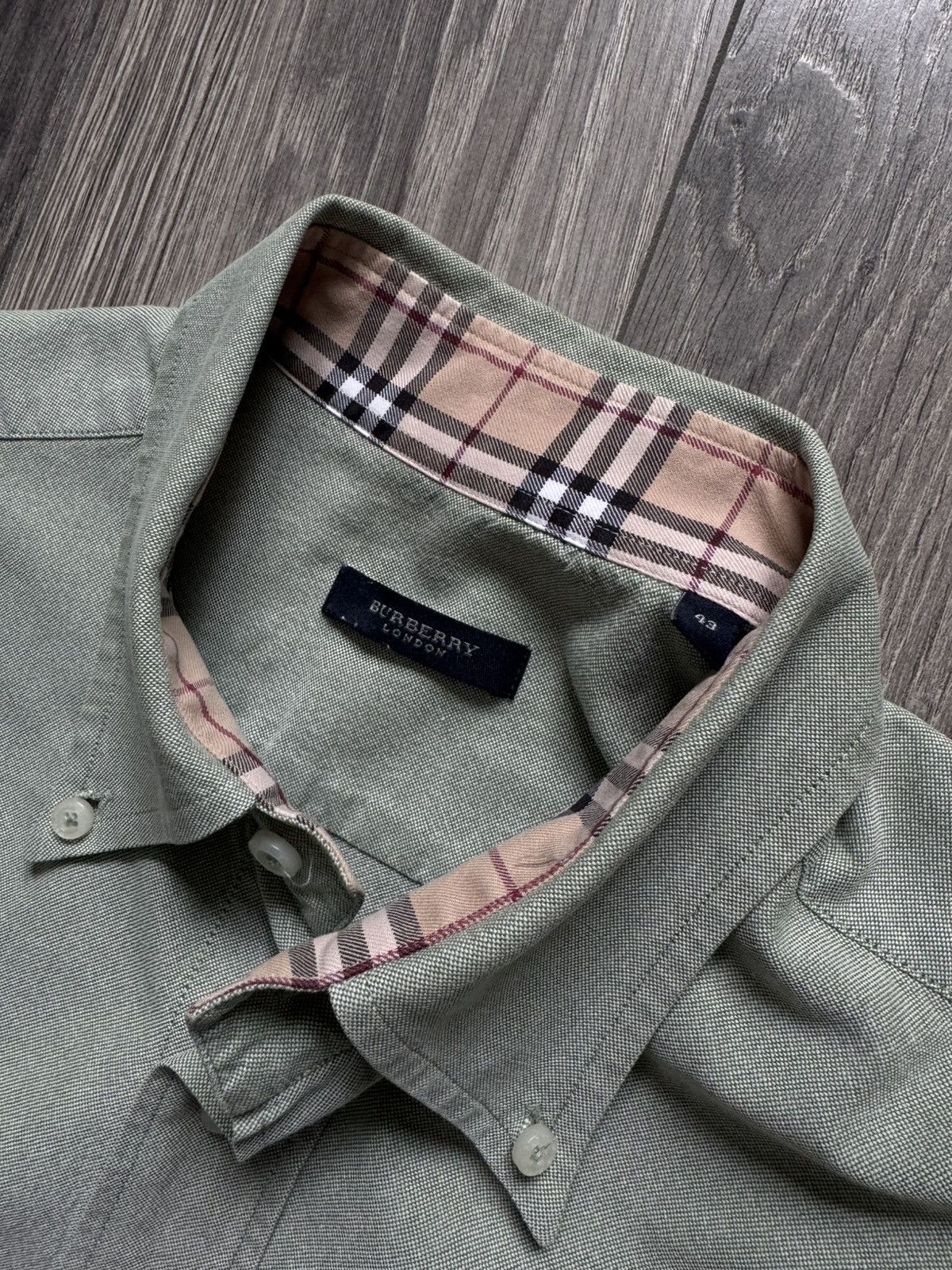 Burberry Burberry Green Logo Checkered Colar Shirt 43 Size US L / EU 52-54 / 3 - 6 Thumbnail
