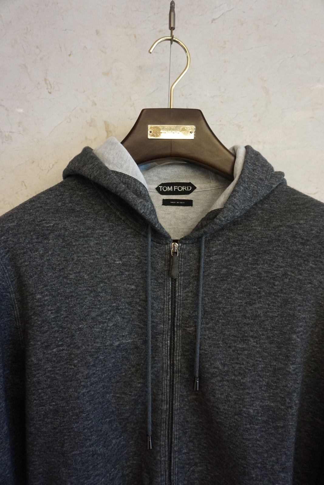 Tom Ford TOM FORD / Charcoal Grey Hooded Cotton Zip-Up Jacket / 48 Size US M / EU 48-50 / 2 - 3 Thumbnail