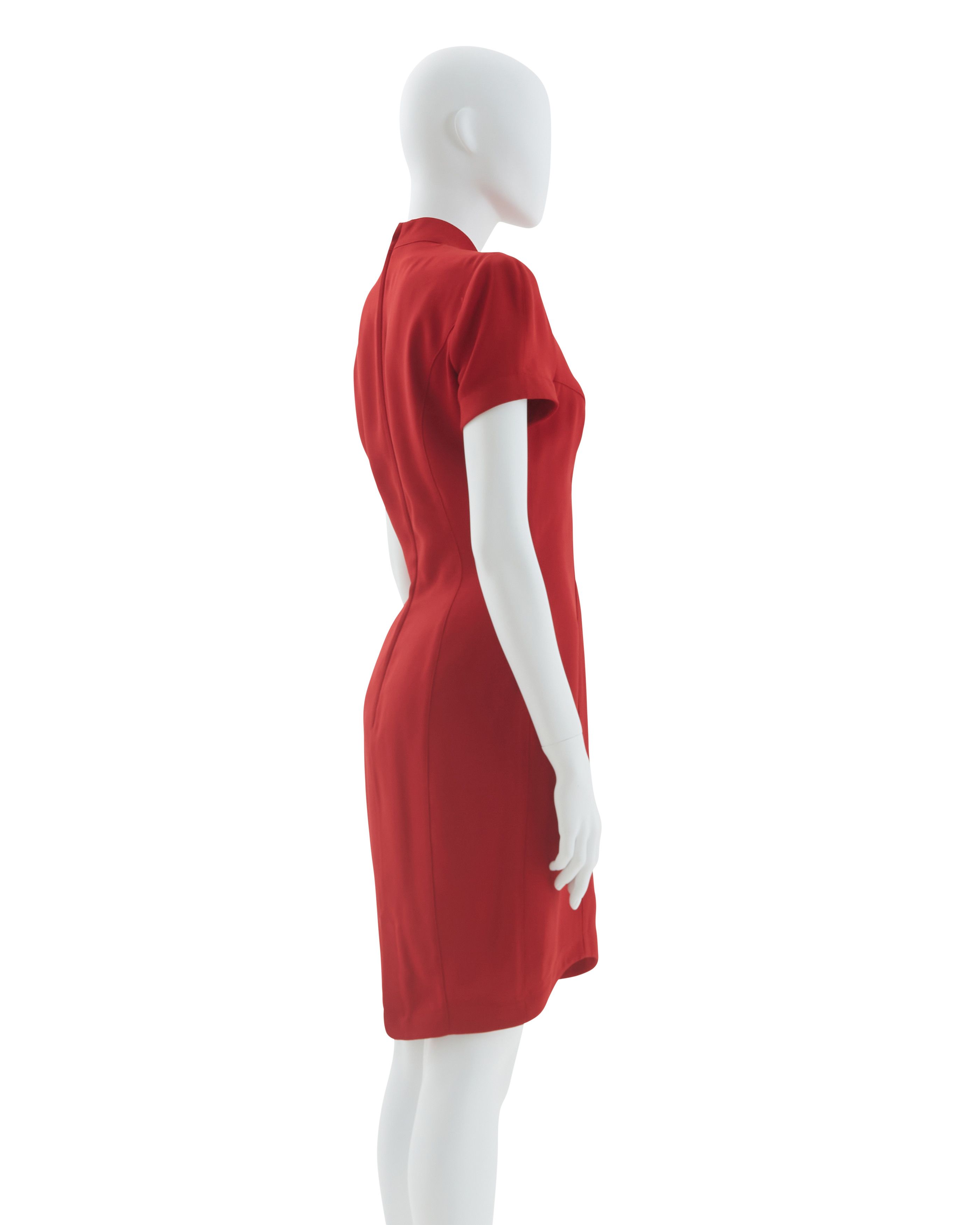 Thierry Mugler Early 1990s Red crystal glam sculptural evening dress Size M / US 6-8 / IT 42-44 - 4 Thumbnail
