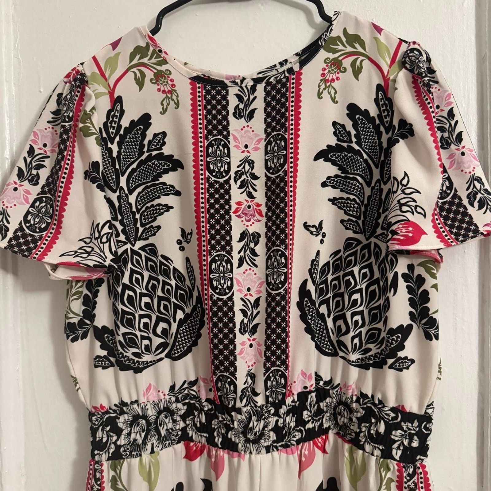 Joie Pineapple Tropical Joie Jumpsuit Resort Chic Vacay Cruise Size 35" - 2 Thumbnail