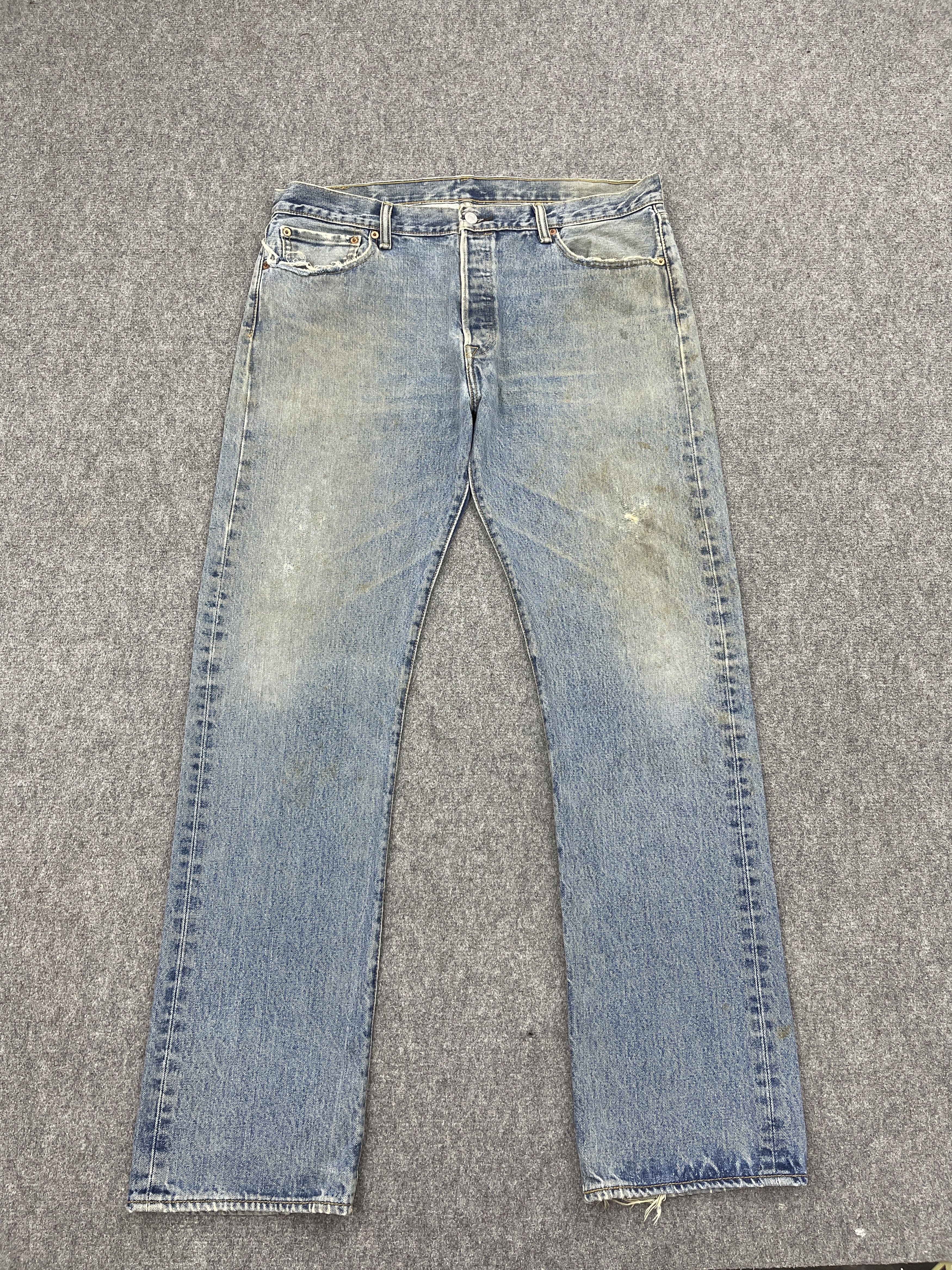 Levi's × Vintage Dirty Vintage Levis 501 Faded Blue Jeans Size US 37 - 1 Thumbnail