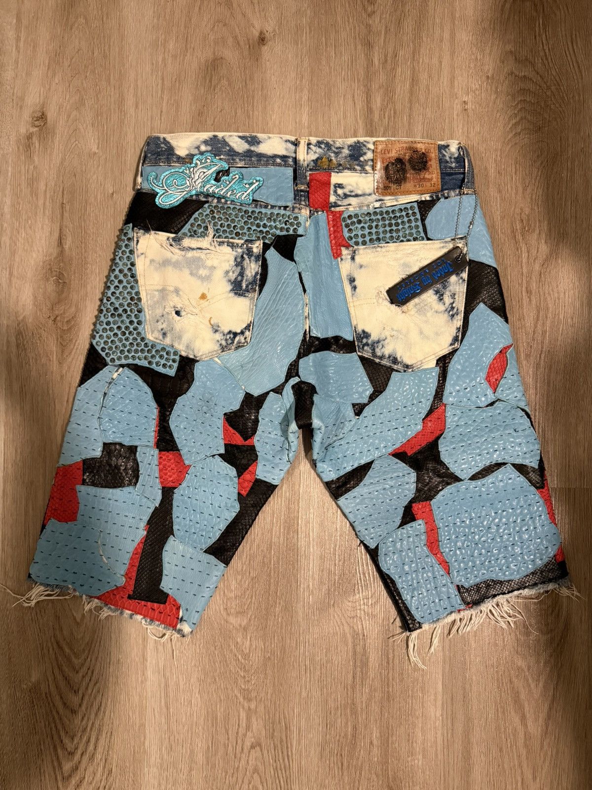 Jaded by Knight Jaded by Knight Handmade Acid Wash Denim Patchwork Bermuda Size US 32 / EU 48 - 2 Thumbnail