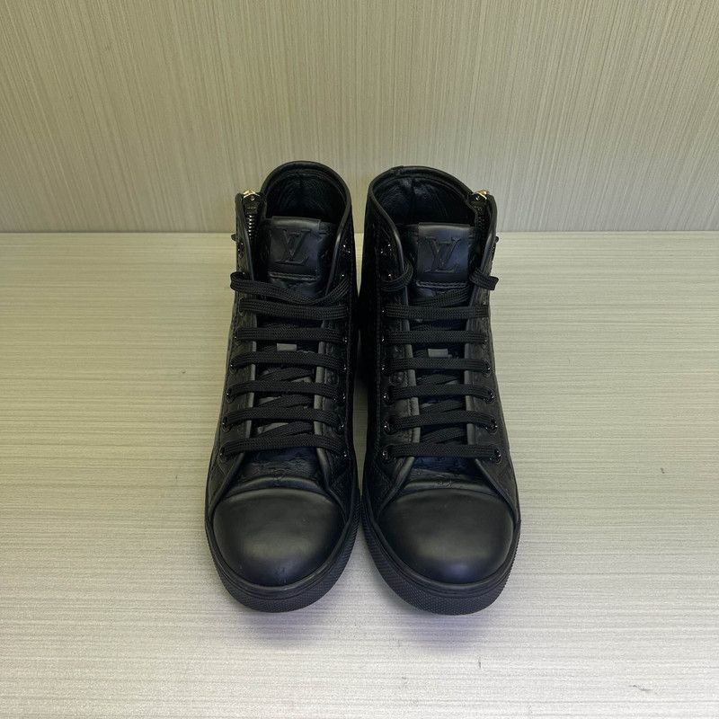 Louis Vuitton Louis Vuitton Black Leather High-Top Sneakers - Size US 5.5 / EU 38 - 2 Thumbnail