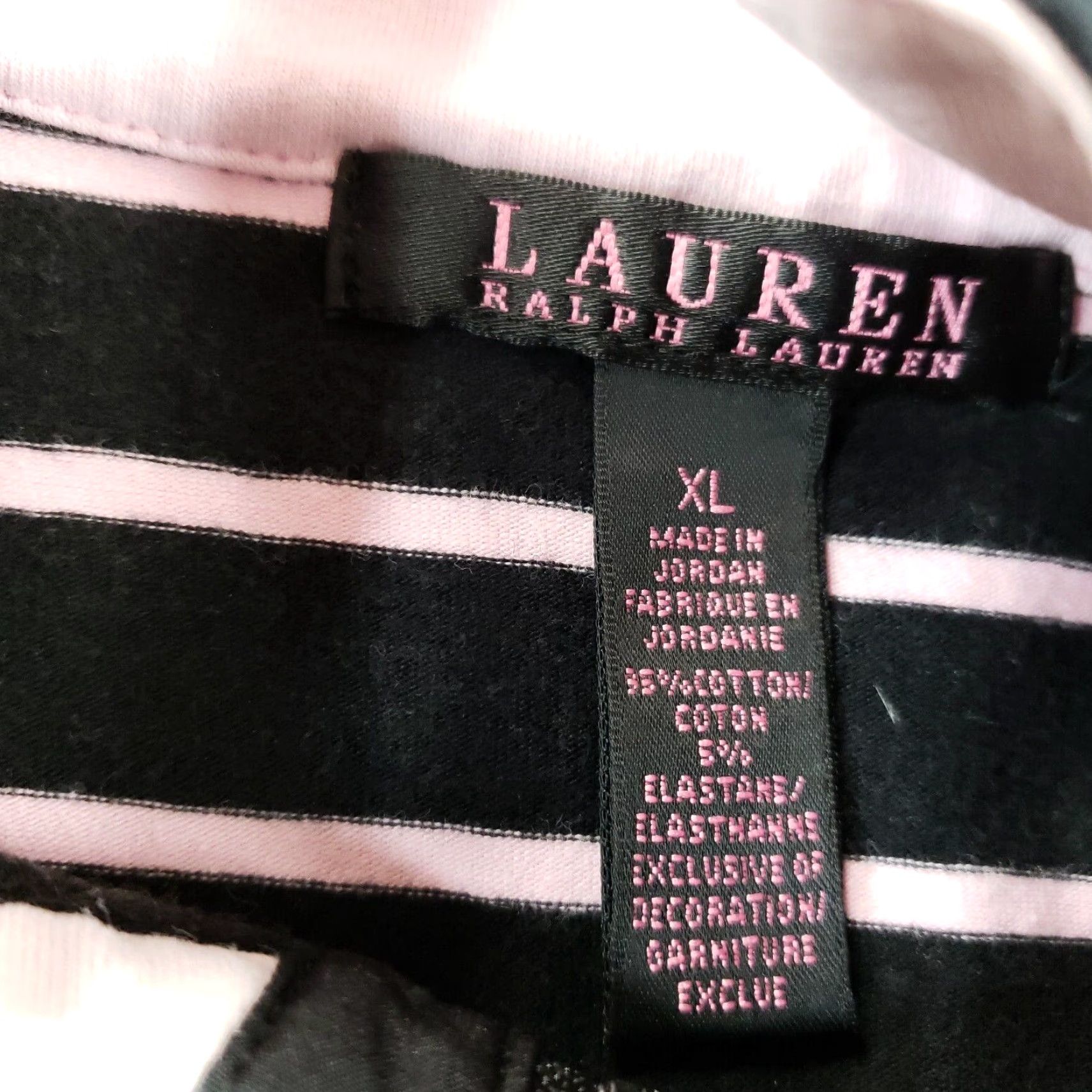 Ralph Lauren Lauren Ralph Lauren Women's XL Black Pink Striped Sweater 1/4 Zip Stretch Long Sleeve Cotton Size XL / US 12-14 / IT 48-50 - 6 Thumbnail