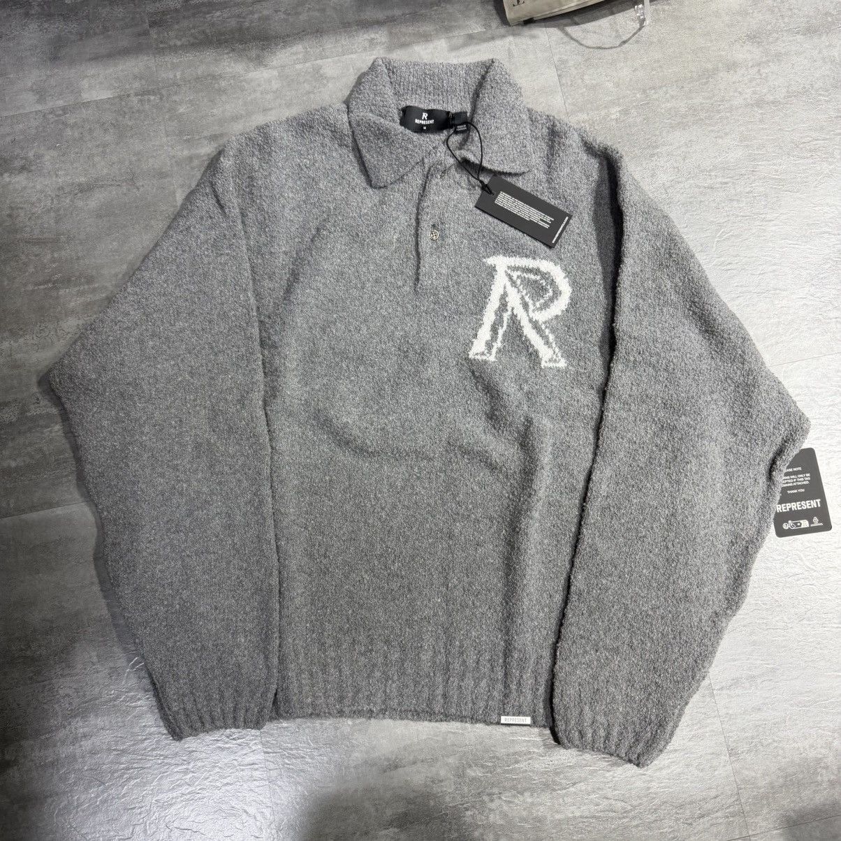 Represent Clo. Represent Initial Boucle Polo - Grey Medium Size US M / EU 48-50 / 2 - 1 Thumbnail
