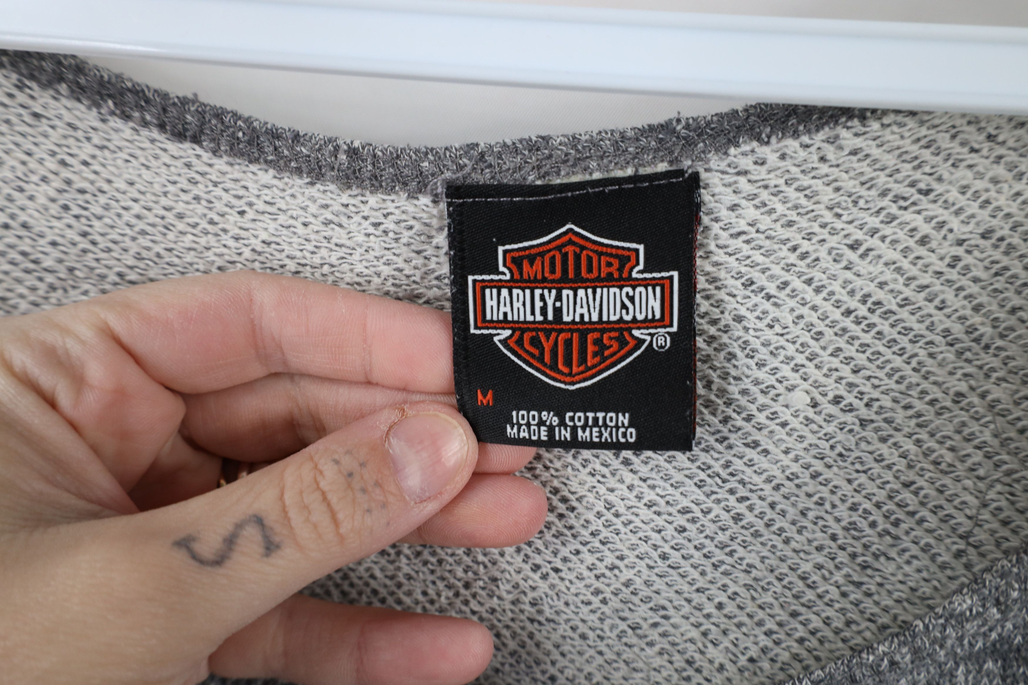 Harley Davidson × Vintage Vintage Harley Davidson Spell Script Jersey Knit Sweatshirt Size M / US 6-8 / IT 42-44 - 5 Thumbnail