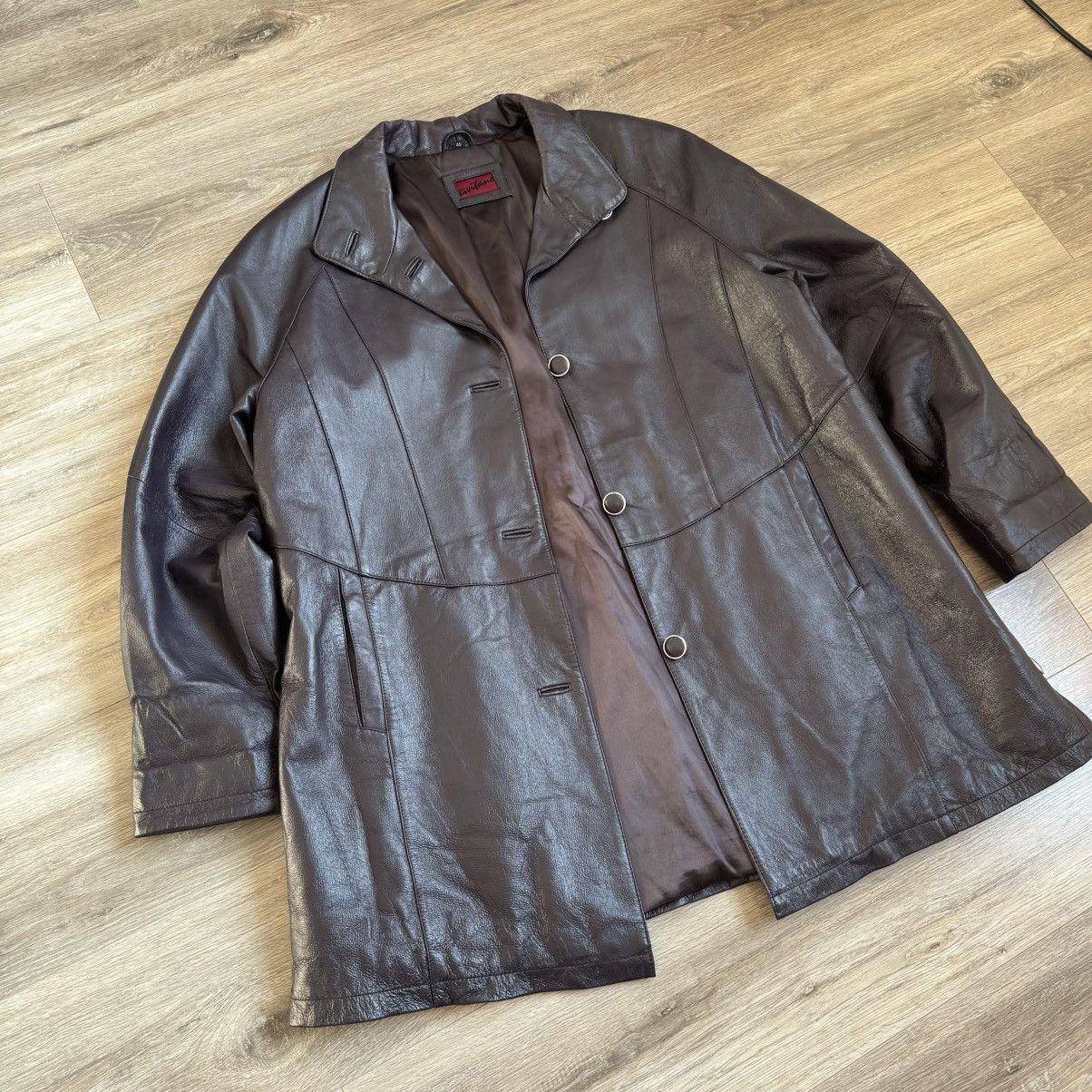 Genuine Leather × Vintage Vintage Purple Leather Jacket Coat Avant Garde Opium Washed Size L / US 10 / IT 46 - 10 Thumbnail