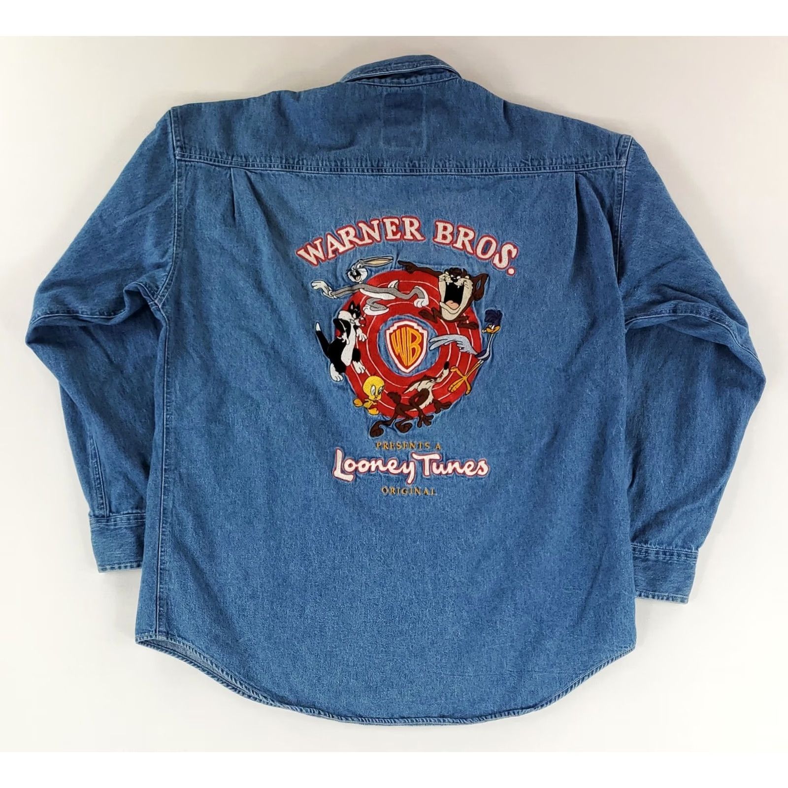 Vintage Looney Tunes Shirt Denim Embroidered Long Sleeve Blue Mens M Classic Wear Size US M / EU 48-50 / 2 - 5 Thumbnail