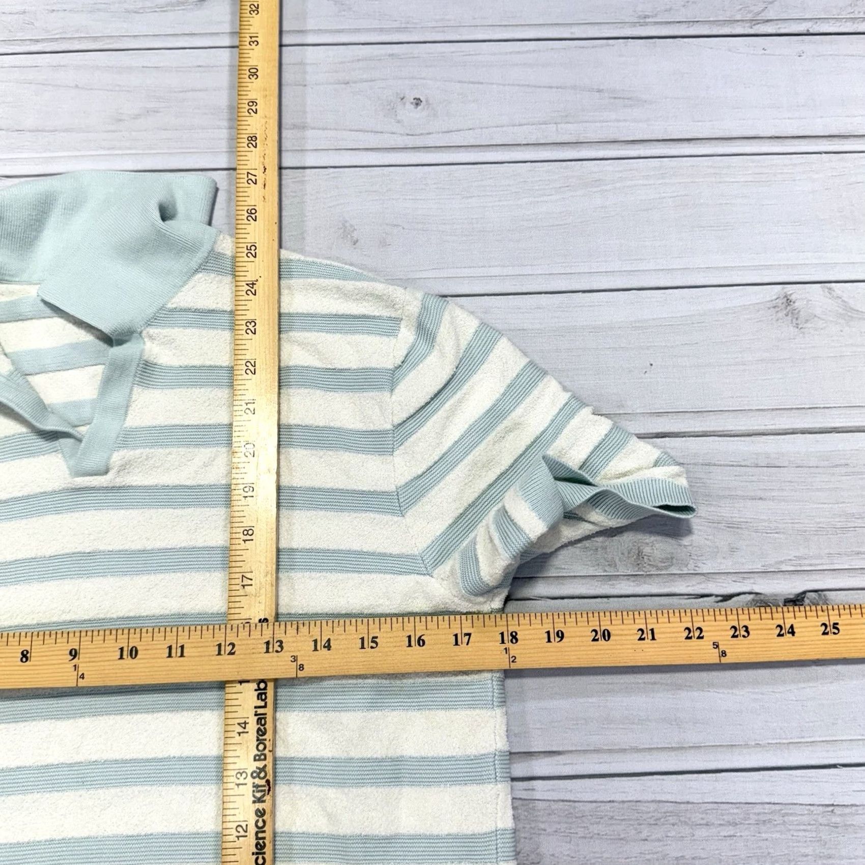 Reiss Reiss Polo Shirt Mens S Cream Blue Terry Cloth Resort Wear Casual Polo Shirt Size US S / EU 44-46 / 1 - 4 Thumbnail