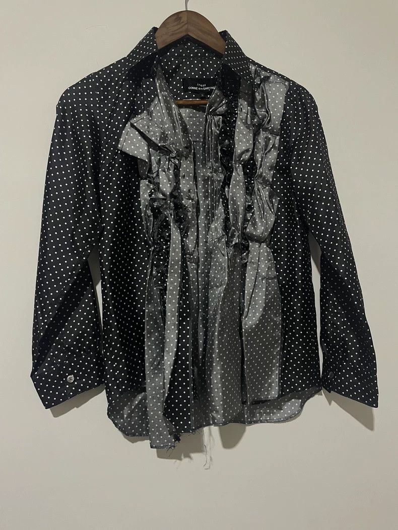 Comme des Garcons Black Polka Dot Shirt with Detachable Collar- DMC Size US S / EU 44-46 / 1 - 1 Thumbnail