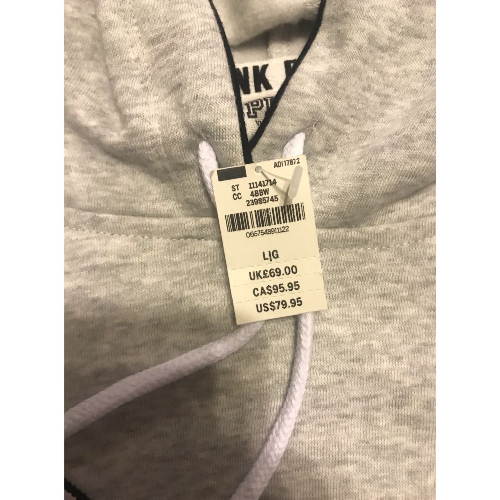 Pinko Victoria’s Secret PINK Logo Gray Hoodie Sweatshirt L Size L / US 10 / IT 46 - 3 Thumbnail