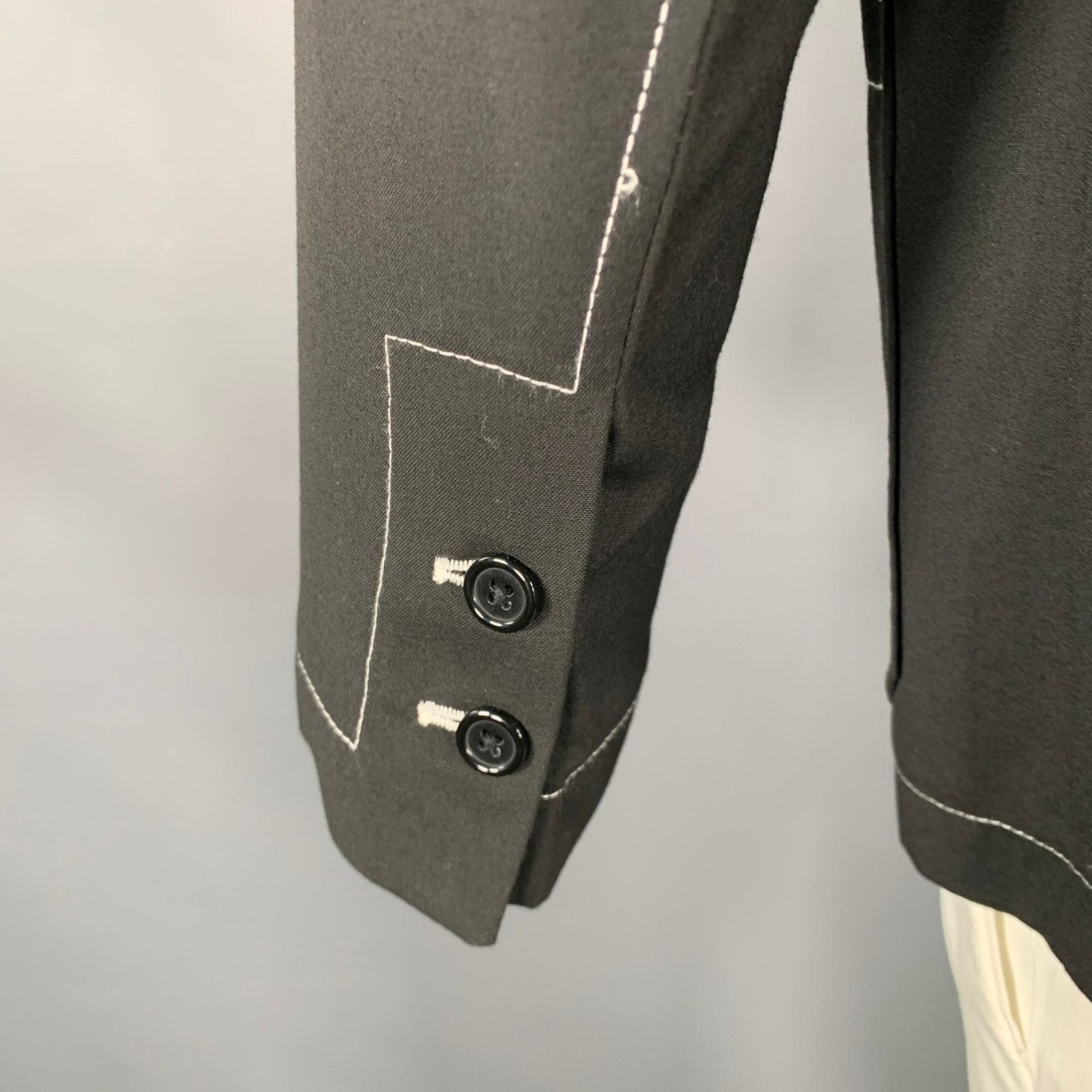 Other 8 BY YOOX Size 44 Black White Contrast Stitch Jacket Size US L / EU 52-54 / 3 - 5 Thumbnail
