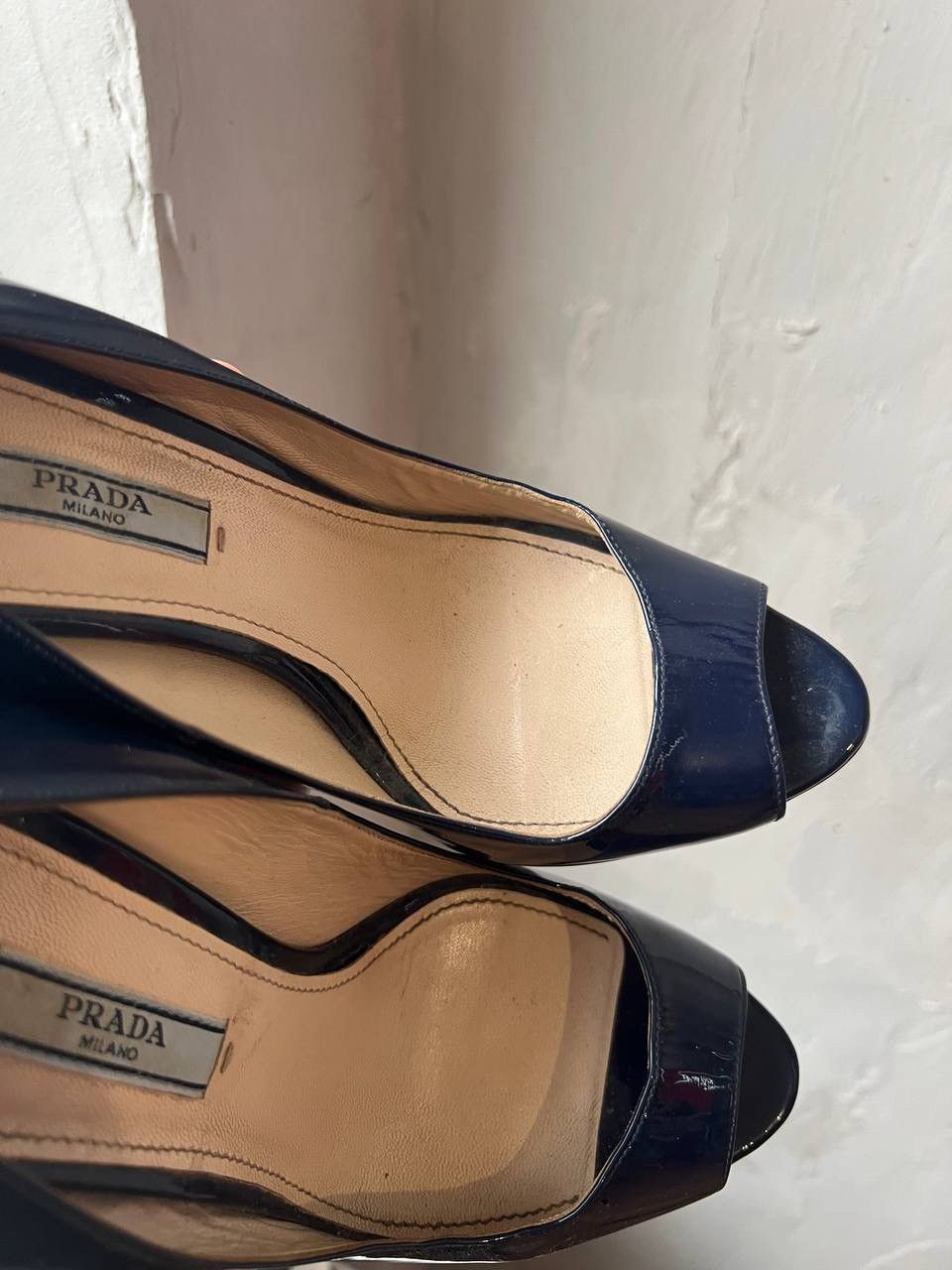 Prada PRADA NAVY PATERN LEATHER PLATFORM HEELS RARE SIZE 38.5 Size US 8.5 / IT 38.5 - 7 Thumbnail