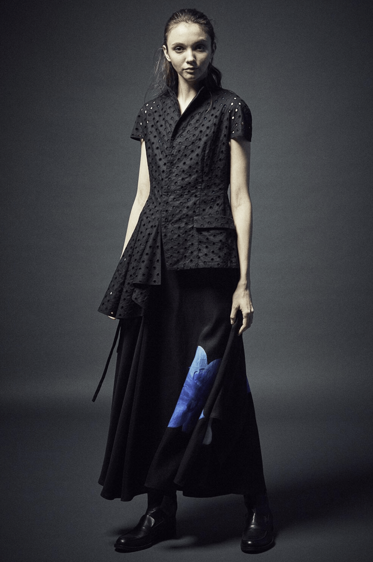 Yohji Yamamoto Yohji Yamamoto Noir+ - Flora Asymmetrical Wide SKIRT Size 37" - 3 Thumbnail