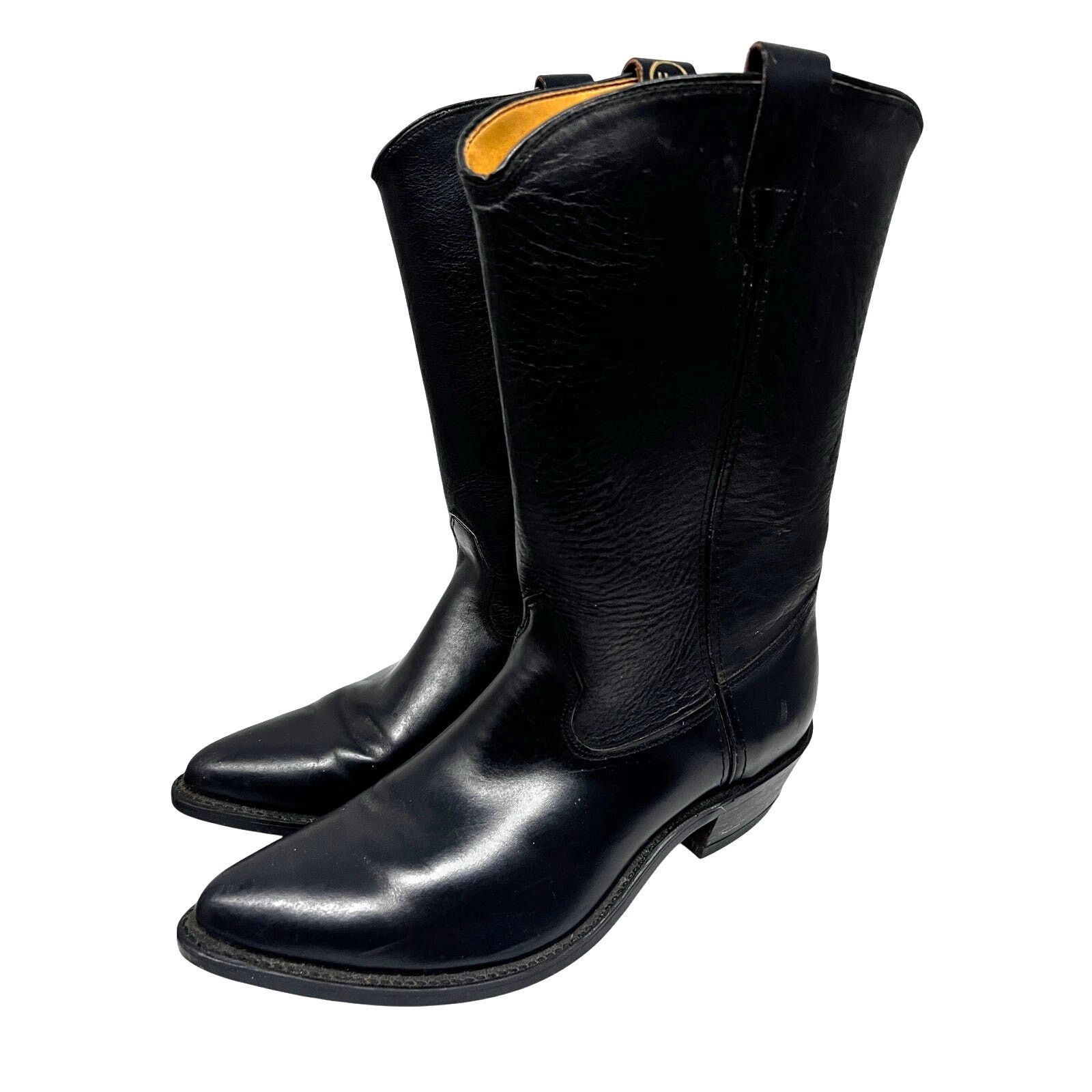Vintage Sonora Double H West Black Leather Western Cowboy Boots 11D Size US 11 / EU 44 - 1 Thumbnail