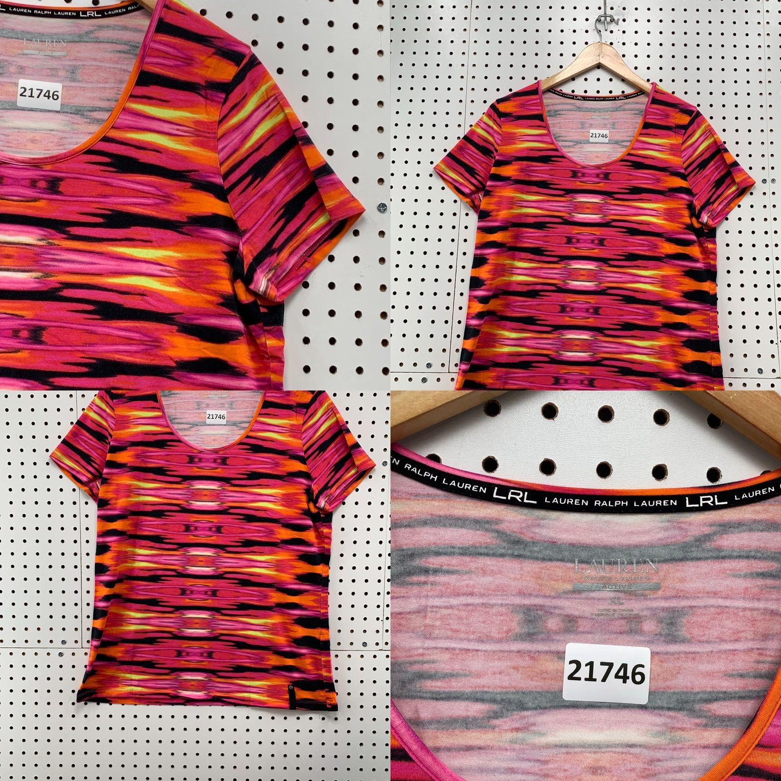 Ralph Lauren VINTAGE LRL Lauren Ralph Lauren Active Shirt Women's XL Striped Pink Orange T-Shirt 20.5x27 Size XL / US 12-14 / IT 48-50 - 9 Thumbnail